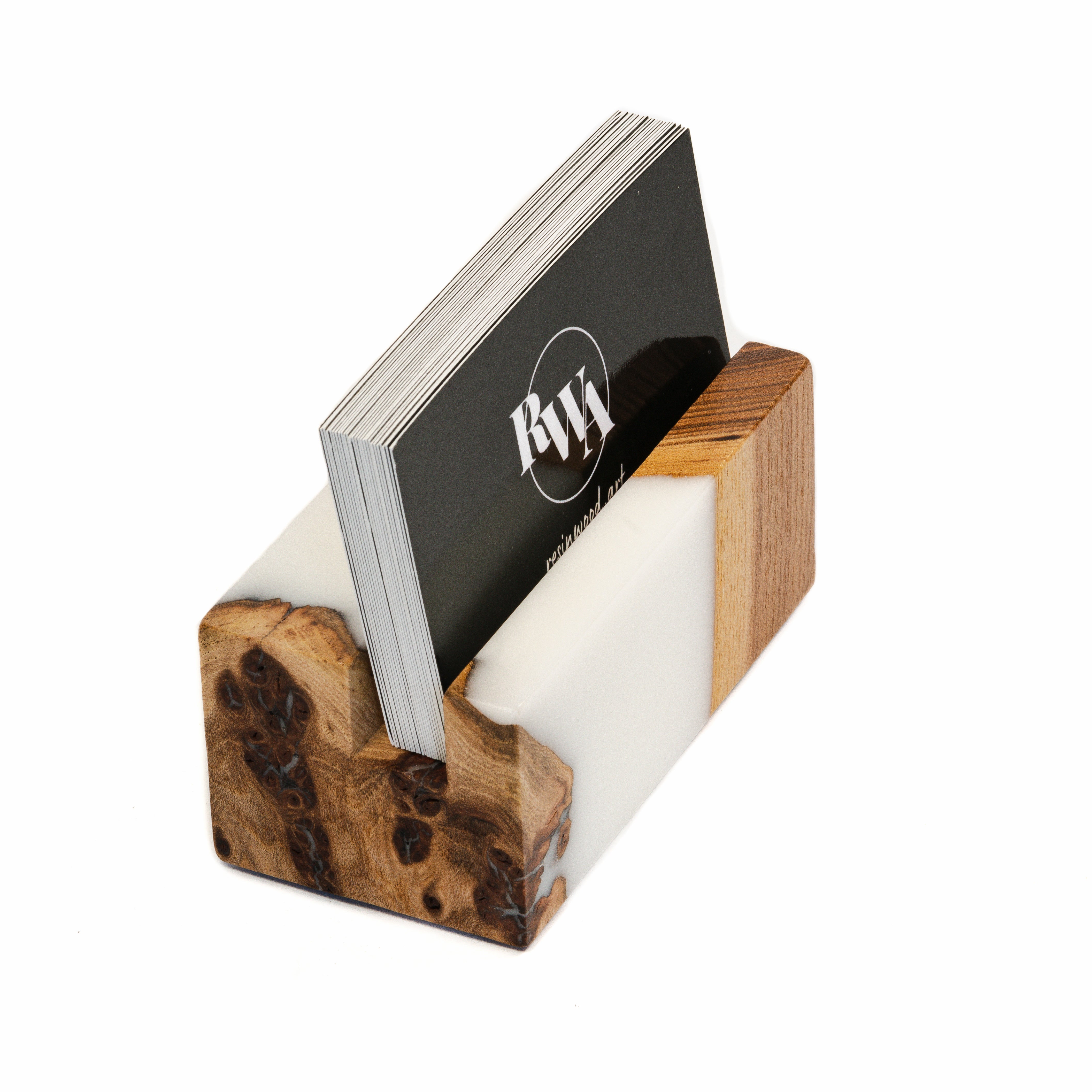 Wood & Resin Card Holder ELEMENT – Elm White