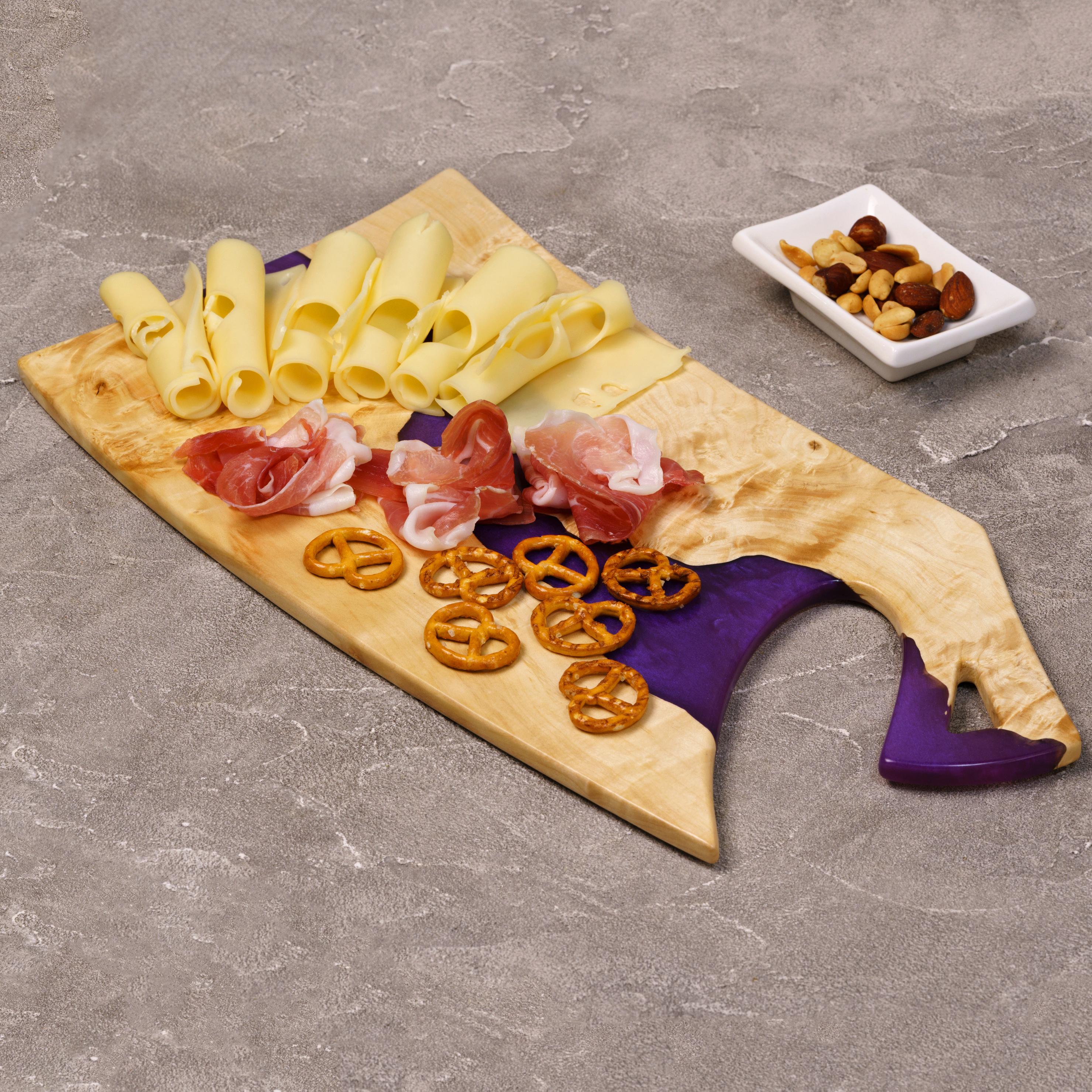 Wood & Resin Charcuterie Board CLEAVER – Maple Purple