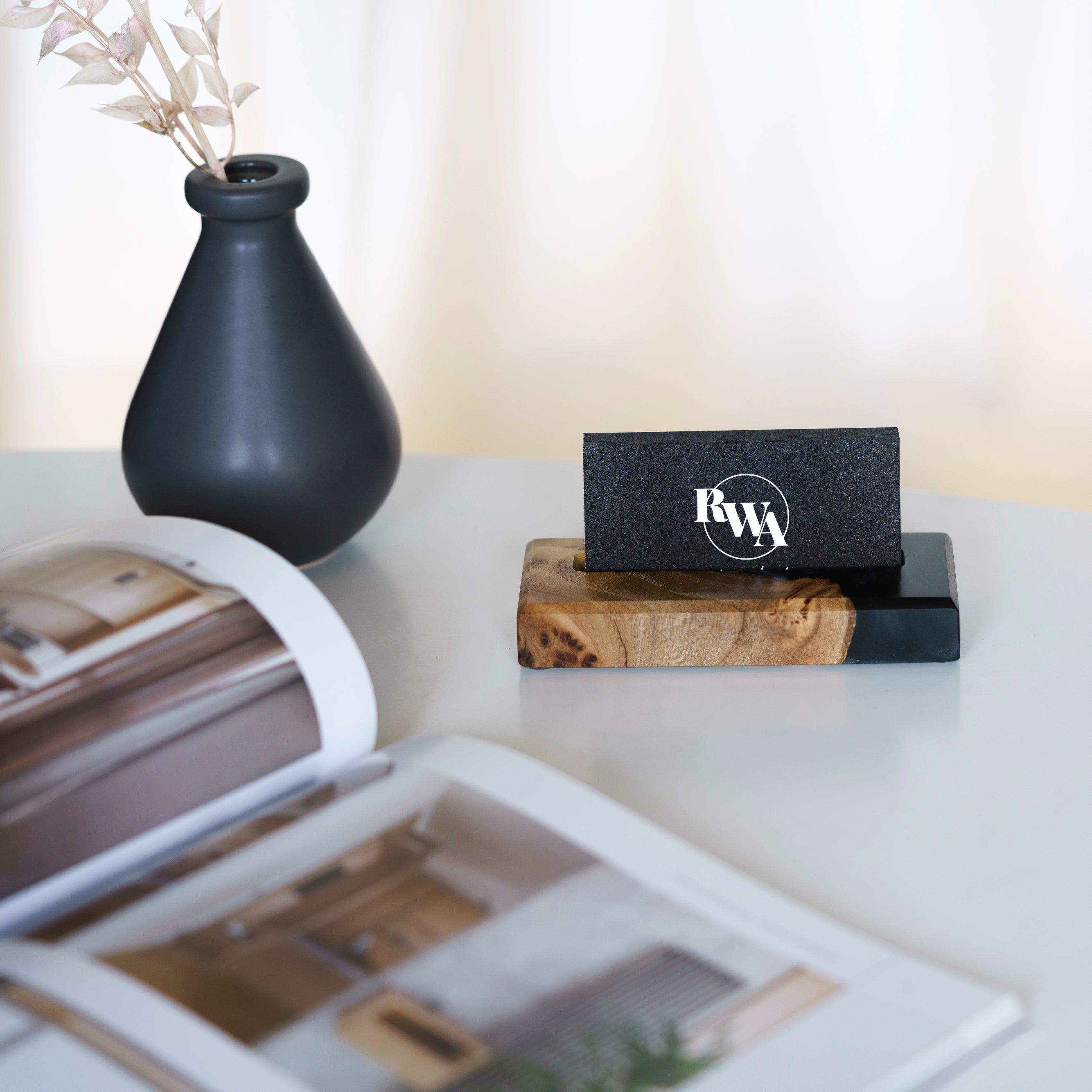 Wood & Resin Card Holder ORIGINAL – Elm Black