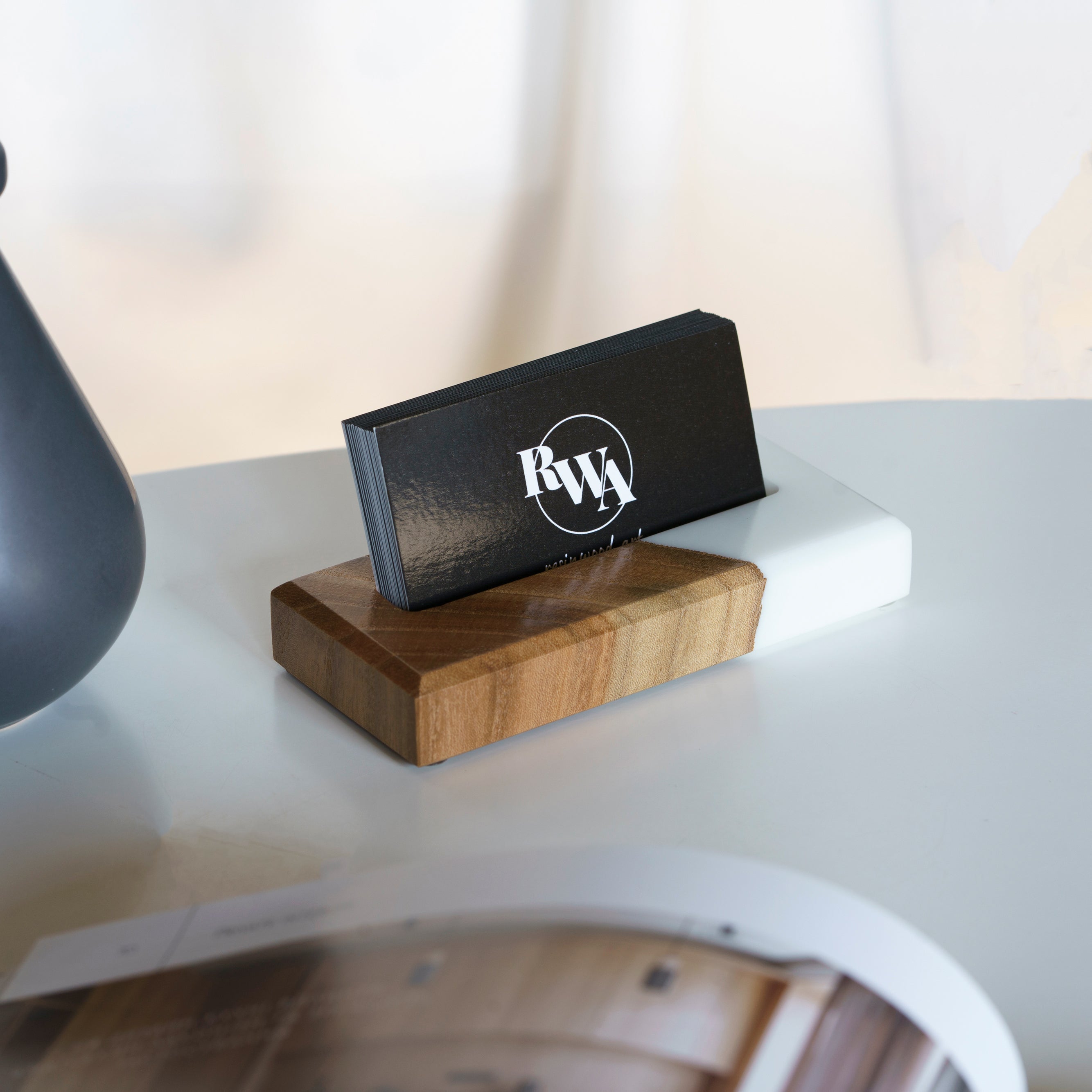 Wood & Resin Card Holder ORIGINAL – Elm White