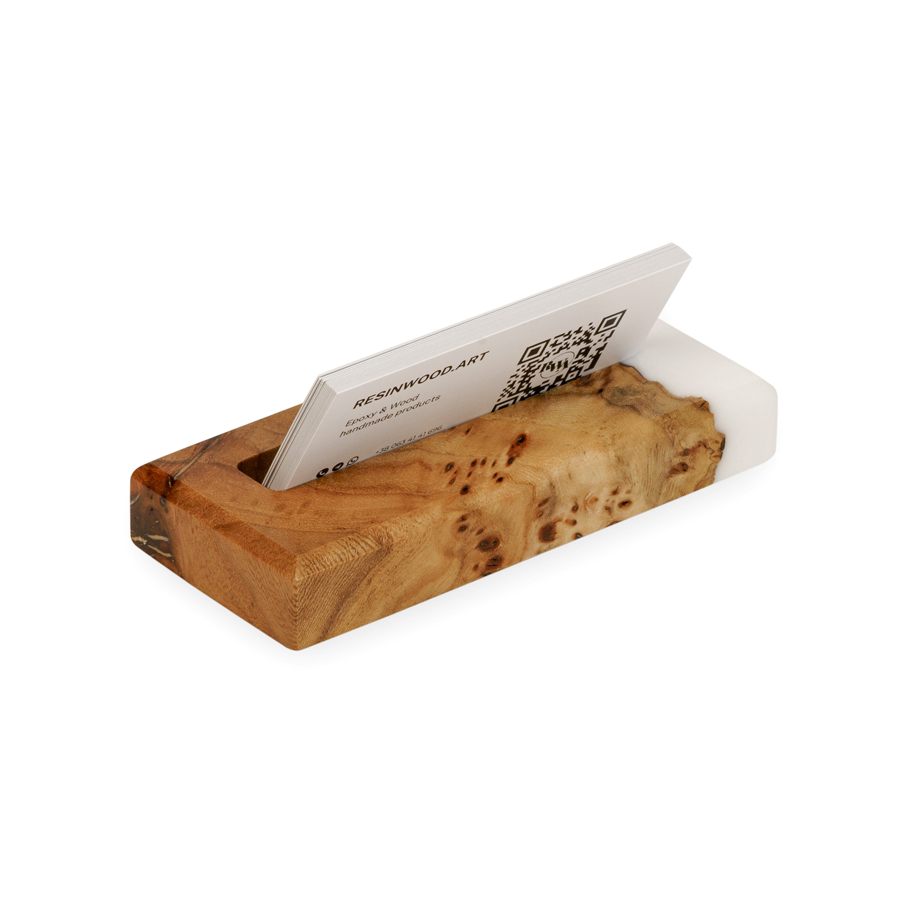 Wood & Resin Card Holder ORIGINAL – Elm White