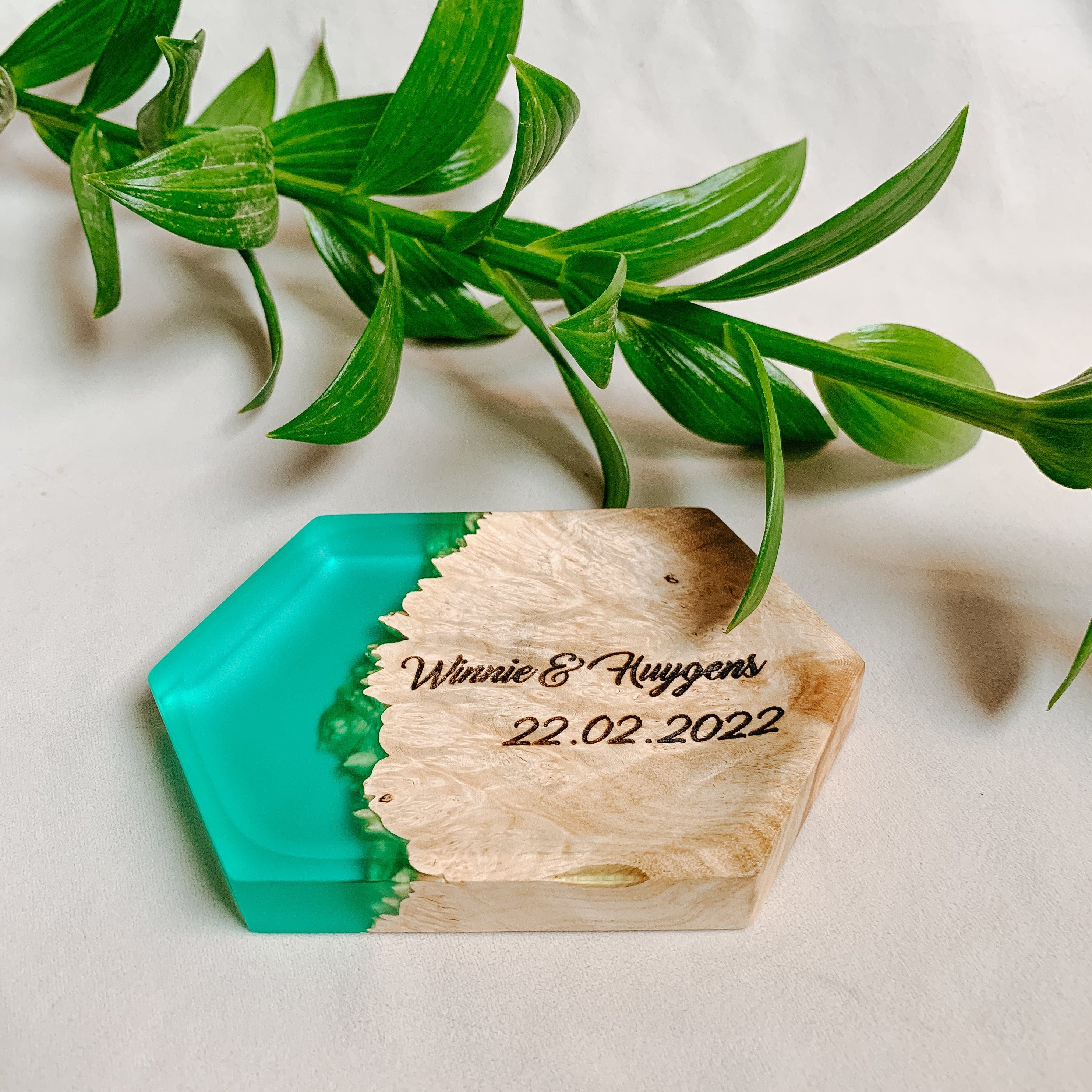 Wood & Resin Jewelry Tray INFINITY – Maple Aqua Blue