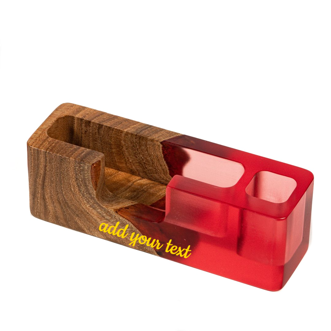 Wood & Resin Desk Organizer SMART – Elm Ruby