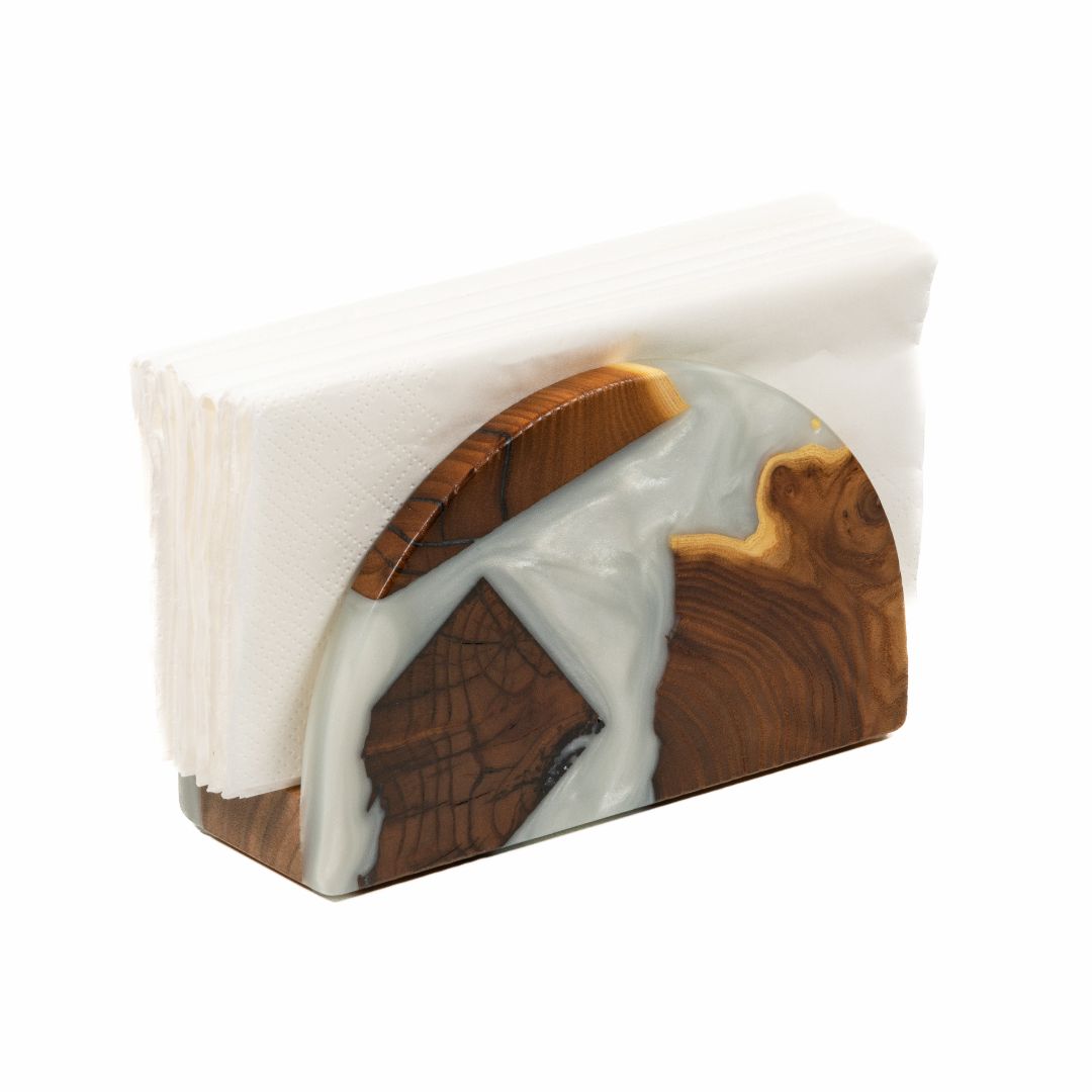 Wood & Resin Semicircle Napkin Holder HYGGE – Olive Platinum