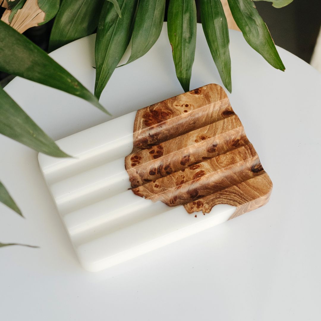 Wood & Resin Pen Holder ELEMENT – Elm White