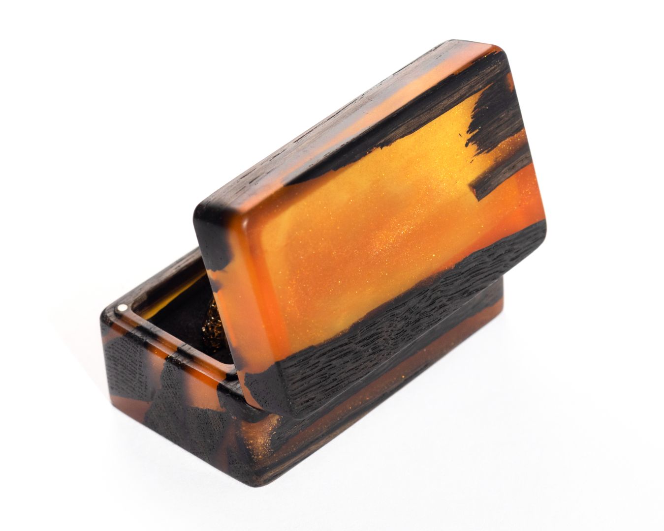Wood & Resin Wedding Ring Box MUSE – Oak Amber