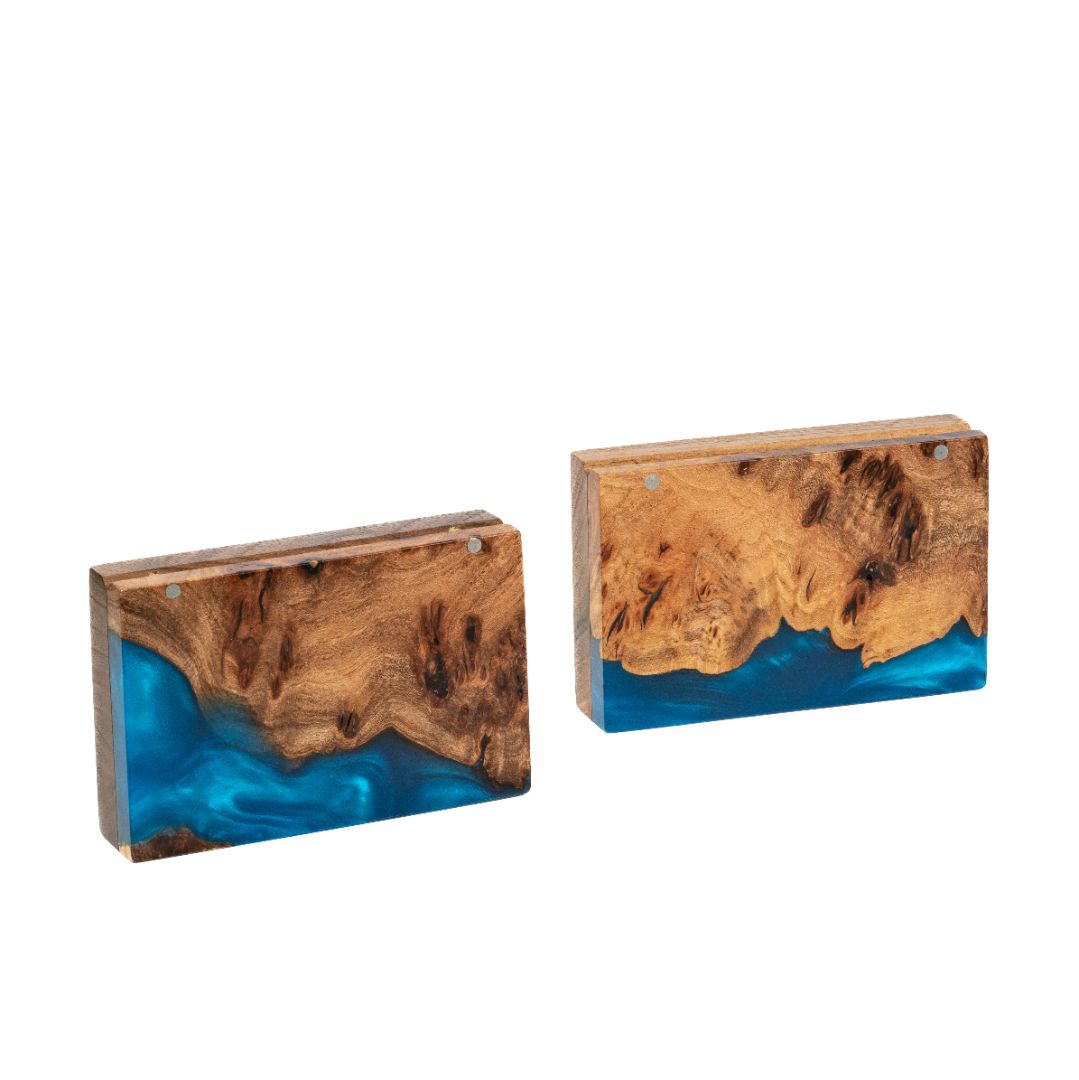 Wood & Resin Wedding Ring Box PIANO – Elm Blue