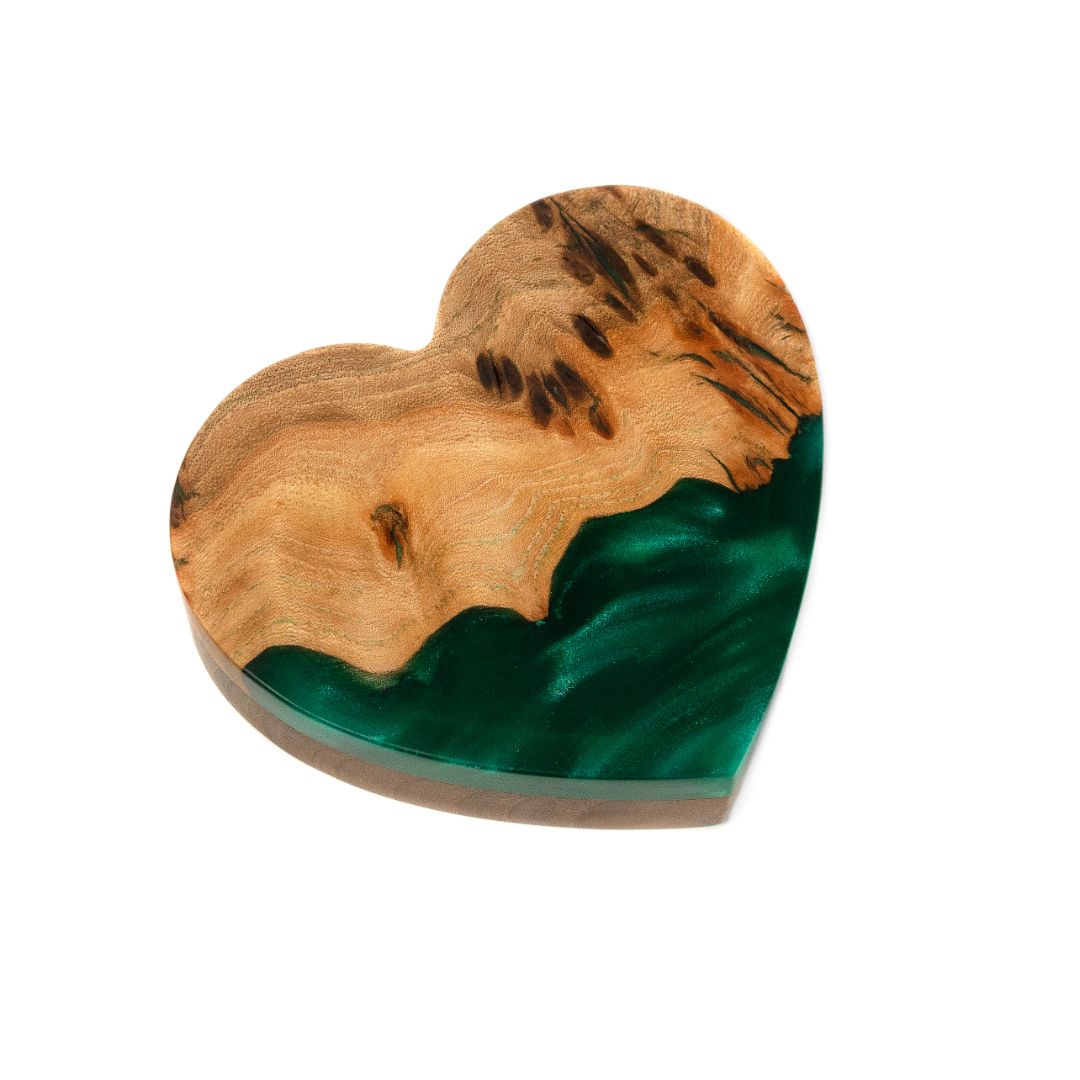 Wood & Resin Wedding Ring Box AMOUR – Elm Green