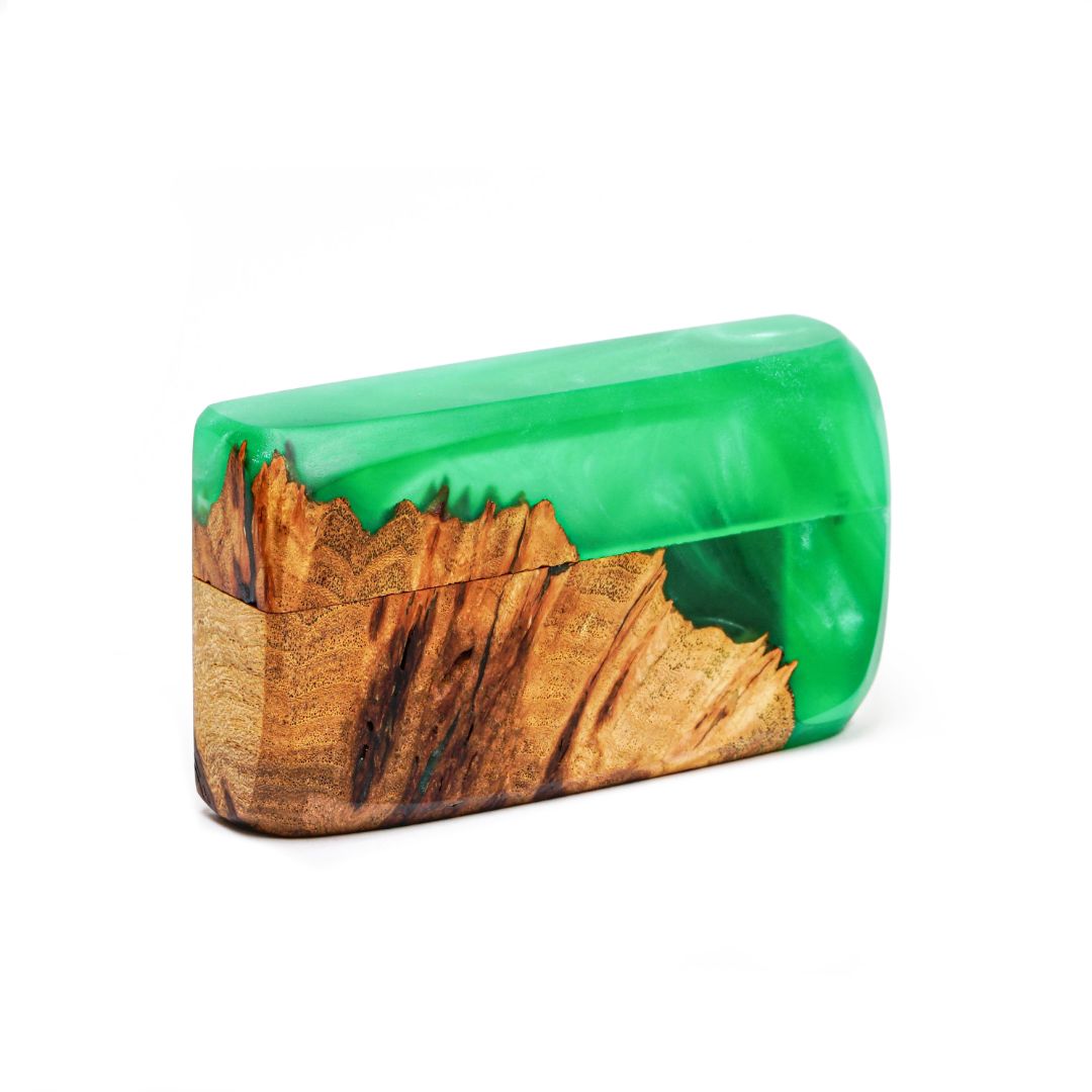 Wood & Resin Wedding Ring Box FLASH – Elm Green