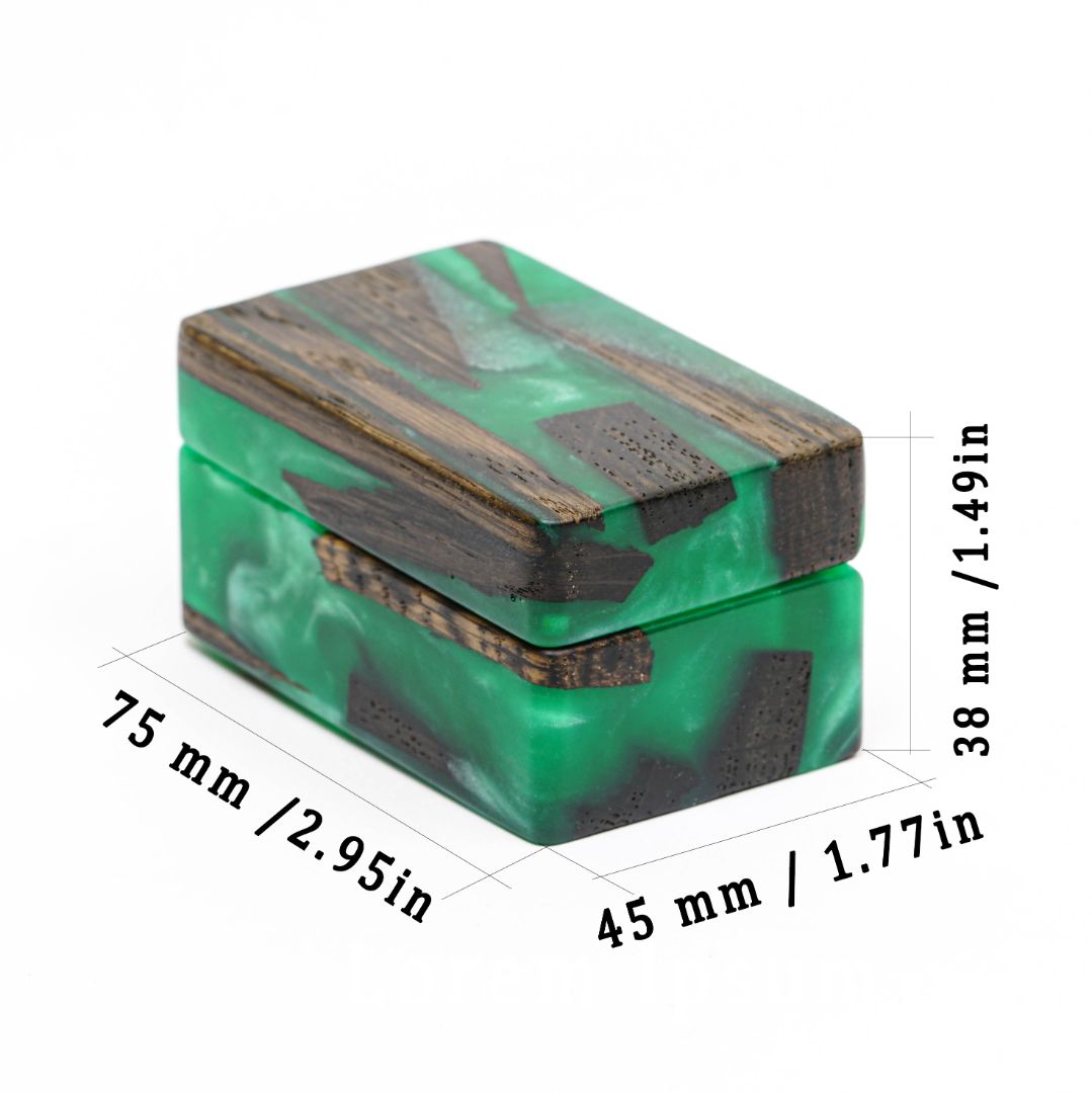 Wood & Resin Wedding Ring Box MUSE – Oak Green