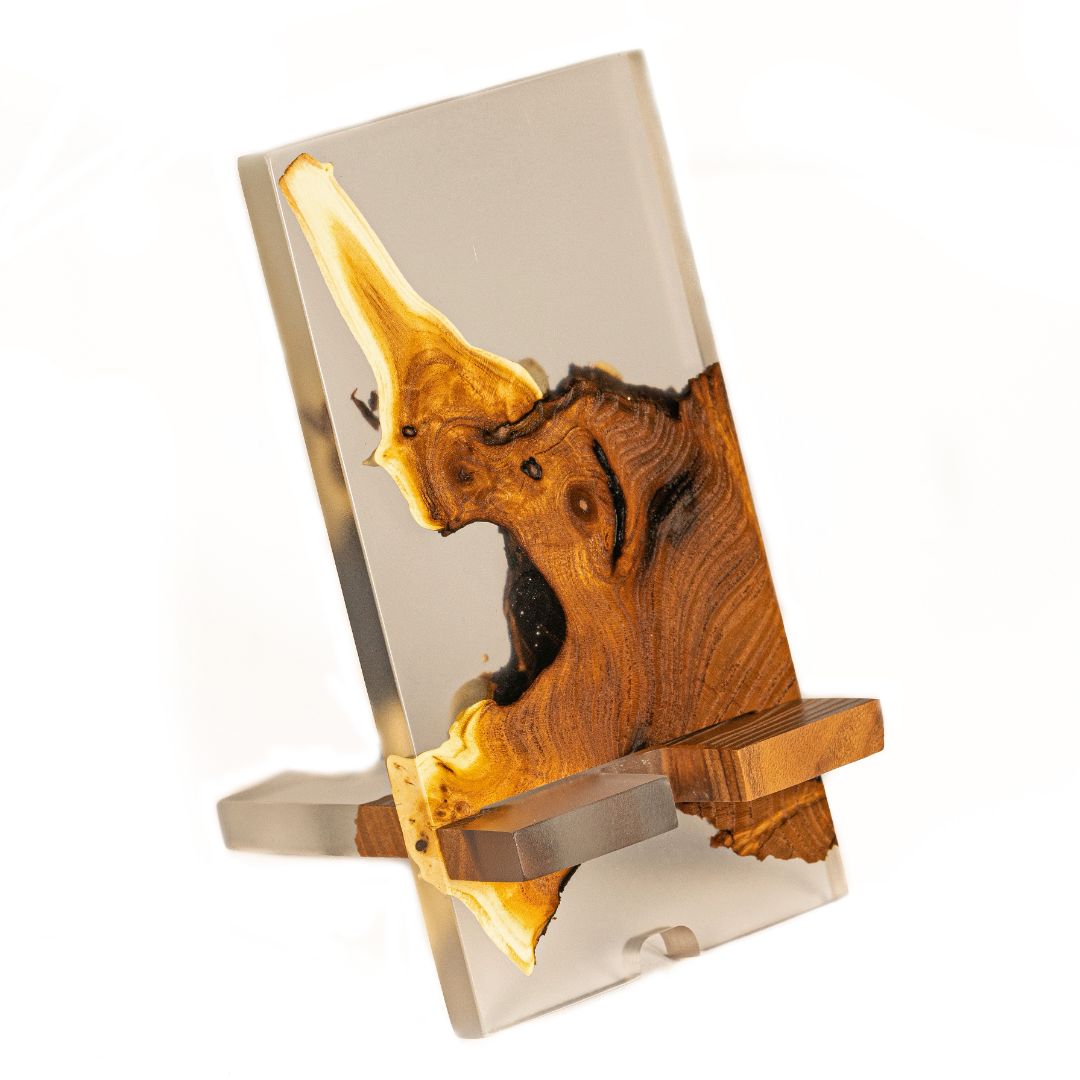 Breeze Epoxy Resin &  Dark Wood Phone Holder
