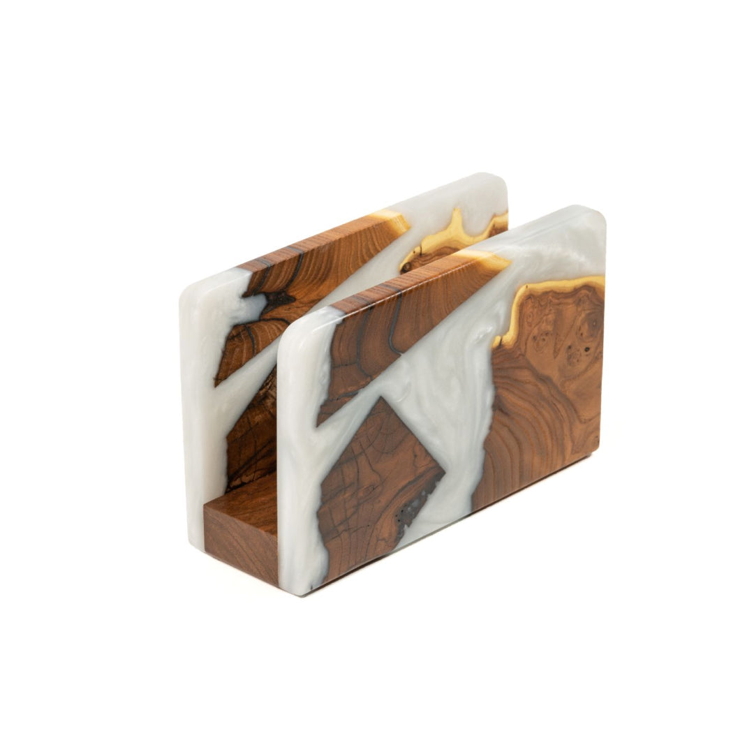 Wood & Resin Rectangular Napkin Holder HYGGE – Olive Platinum
