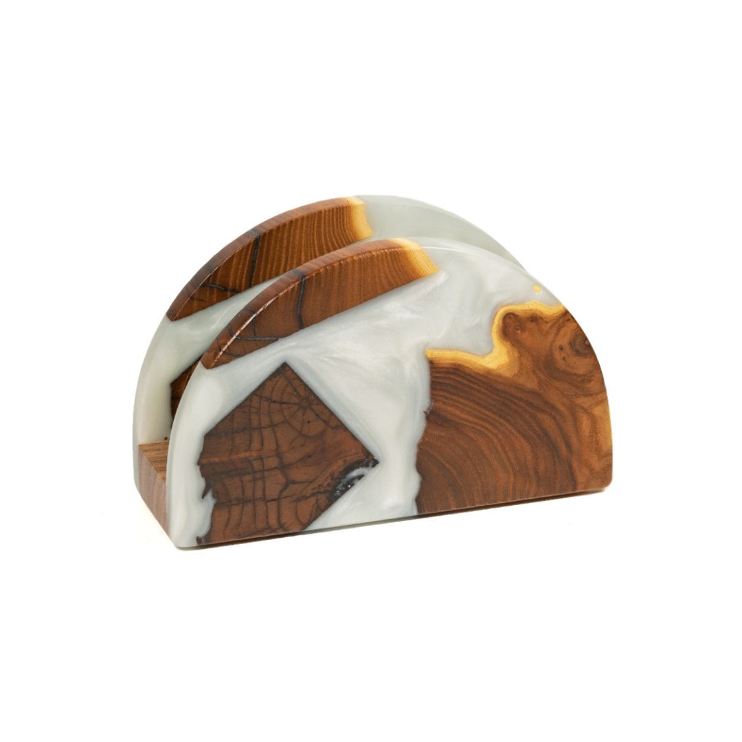 Wood & Resin Semicircle Napkin Holder HYGGE – Olive Platinum