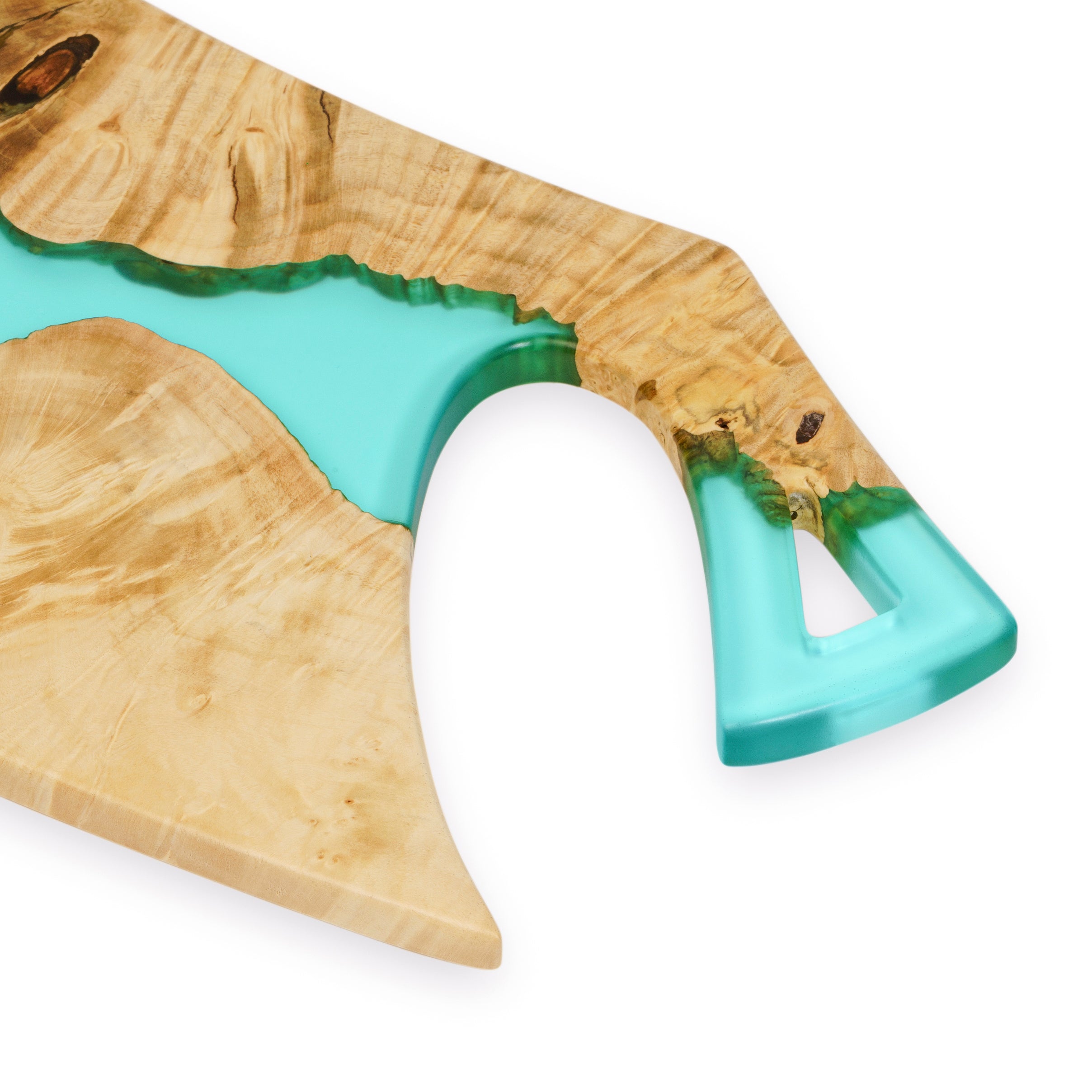 Wood & Resin Charcuterie Board CLEAVER – Maple Aqua Blue