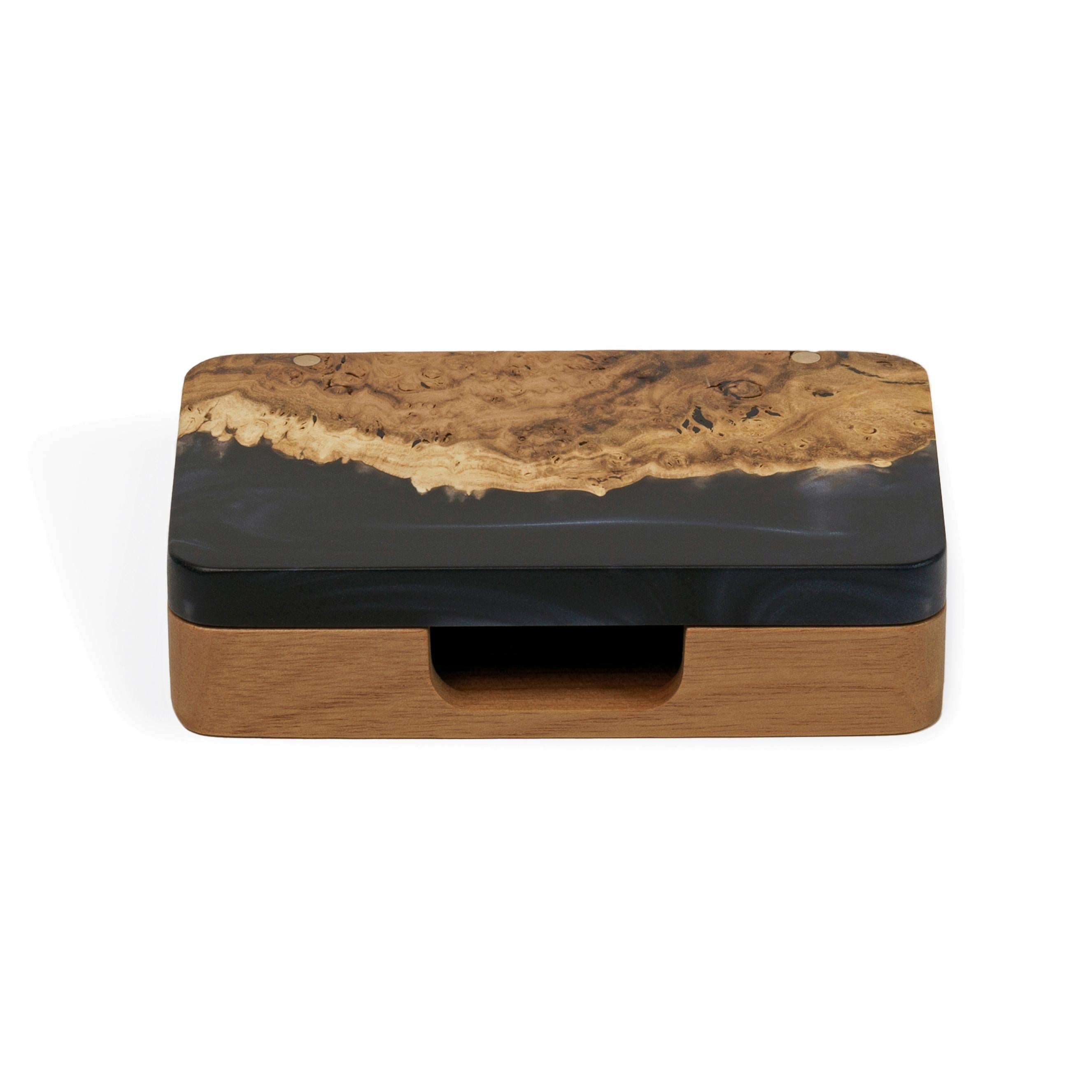 Wood & Resin Card Holder Box – Elm White