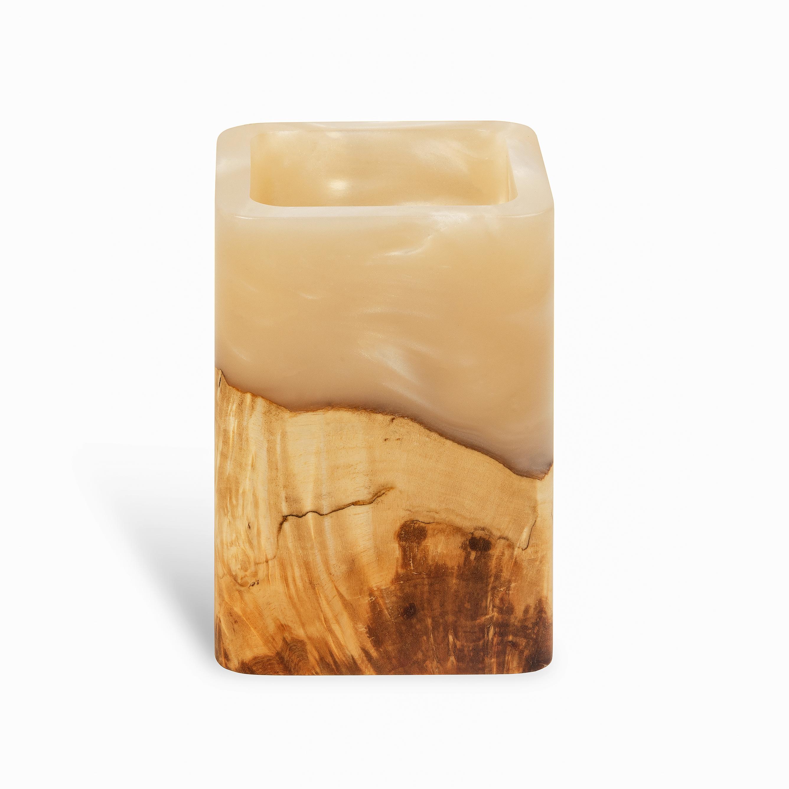 Wood & Resin Pen Holder Cup ELEMENT – Maple Platinum