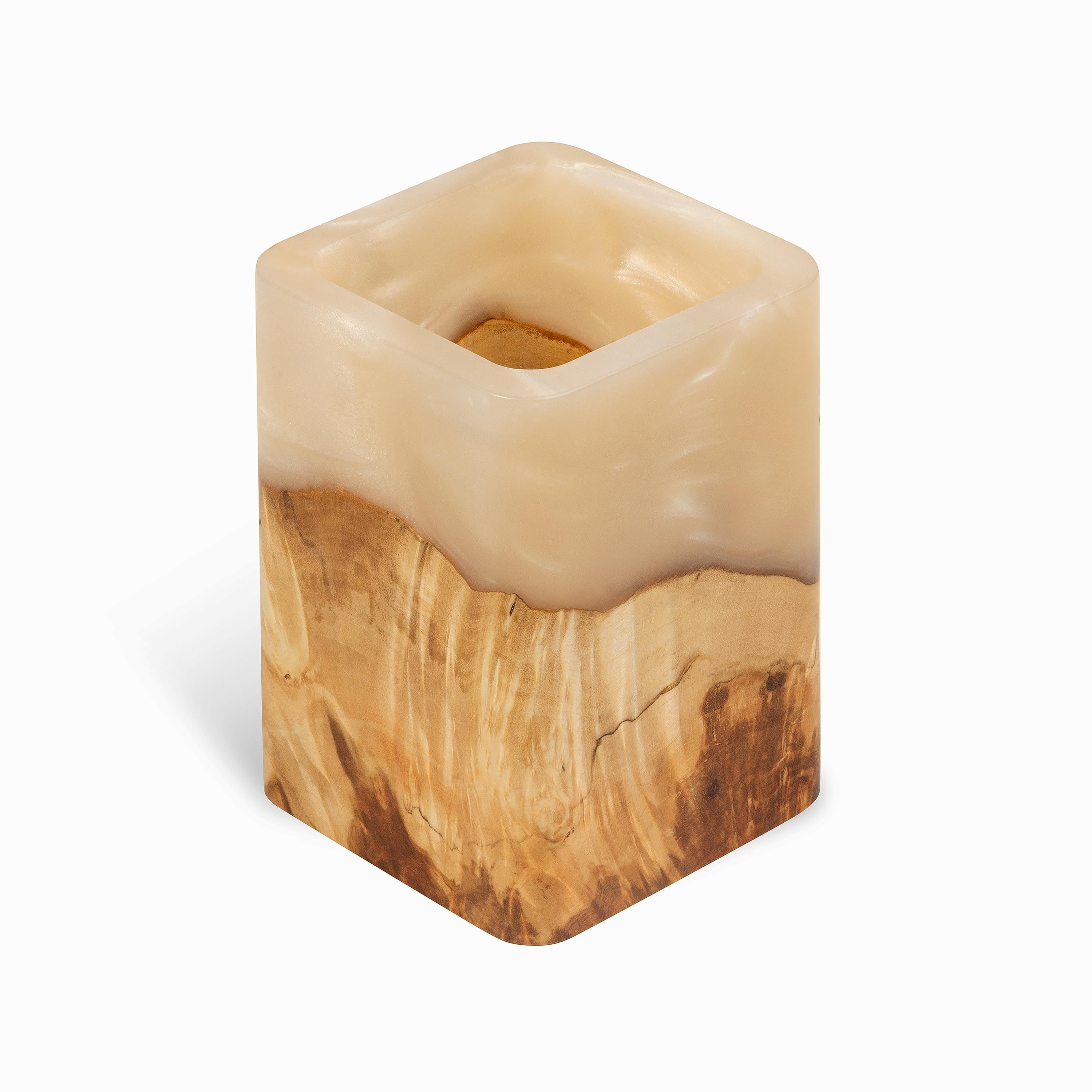 Wood & Resin Pen Holder Cup ELEMENT – Maple Platinum