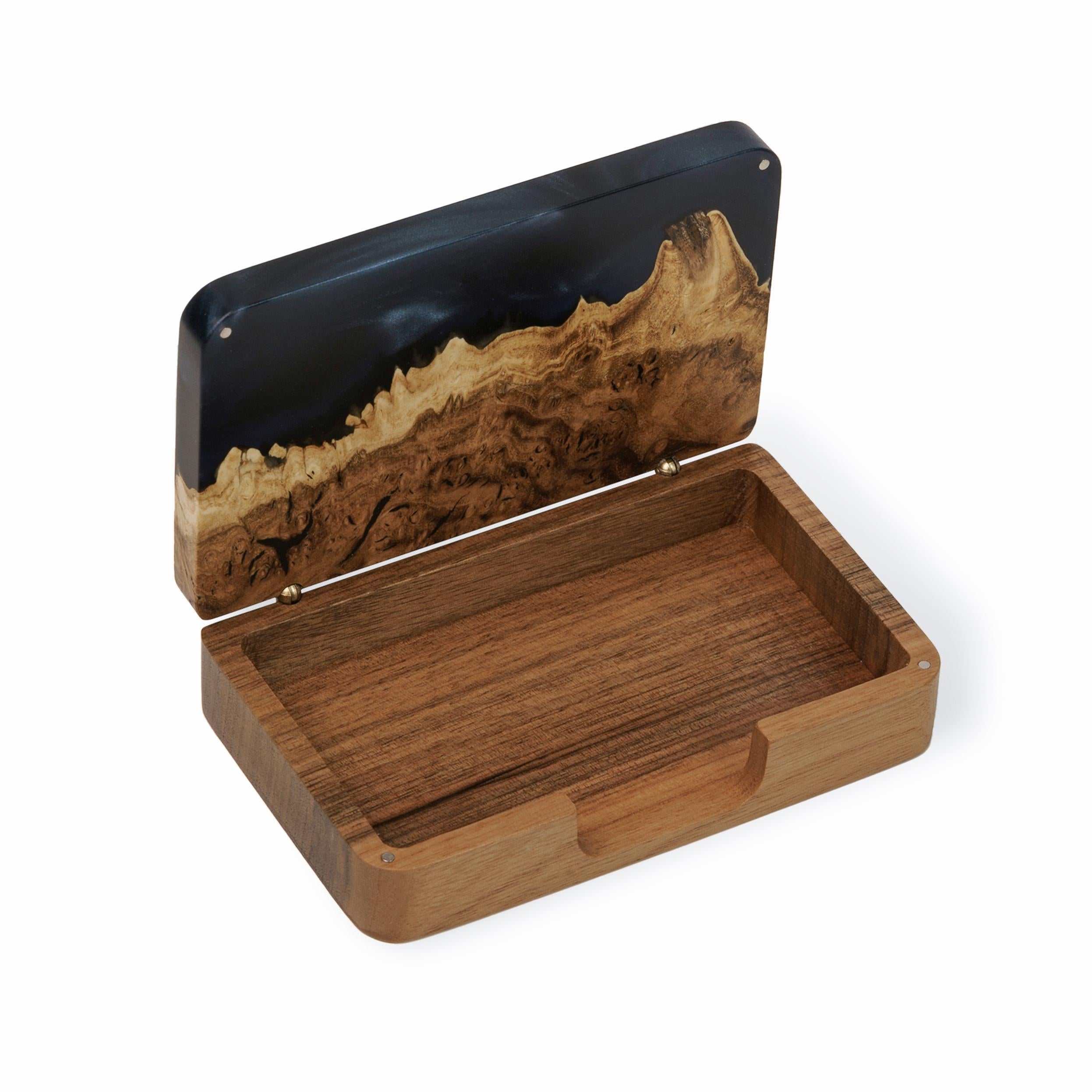 Wood & Resin Card Holder Box – Elm White