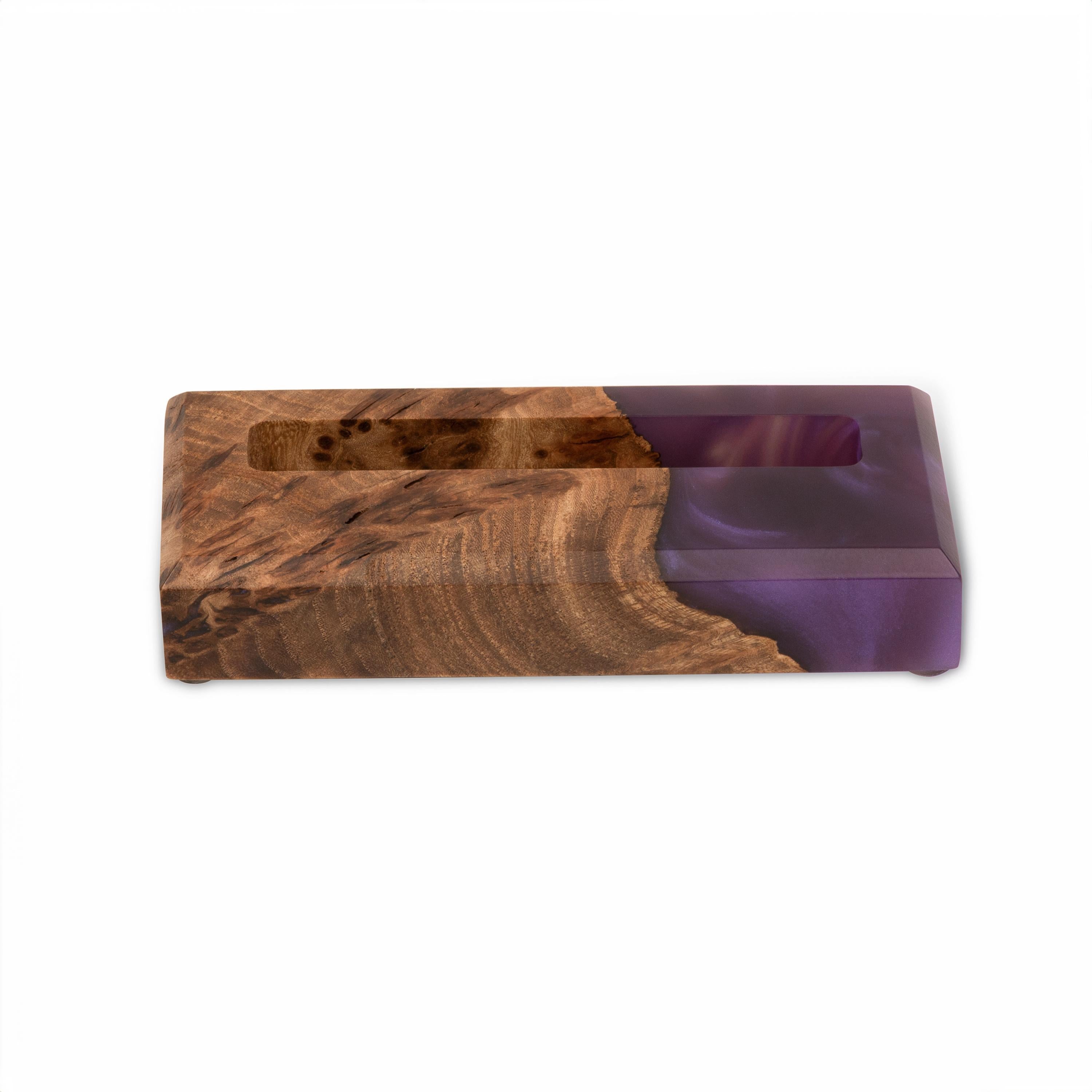 Wood & Resin Card Holder ORIGINAL – Elm Purple