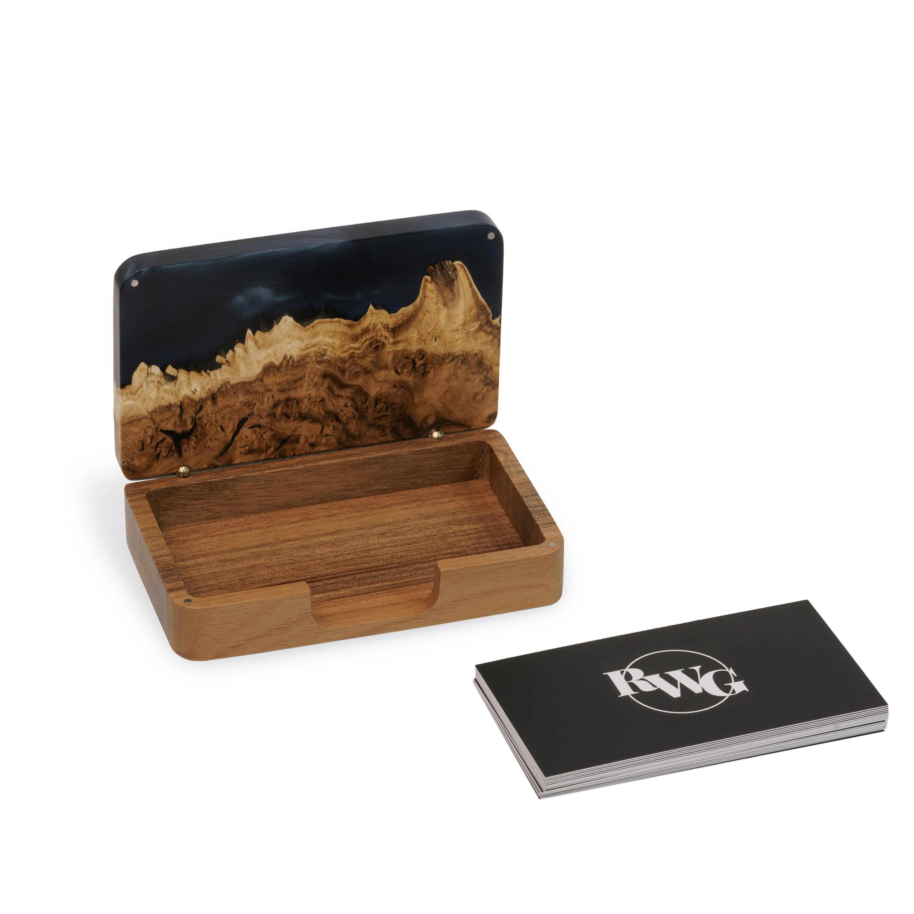 Wood & Resin Card Holder Box – Elm White