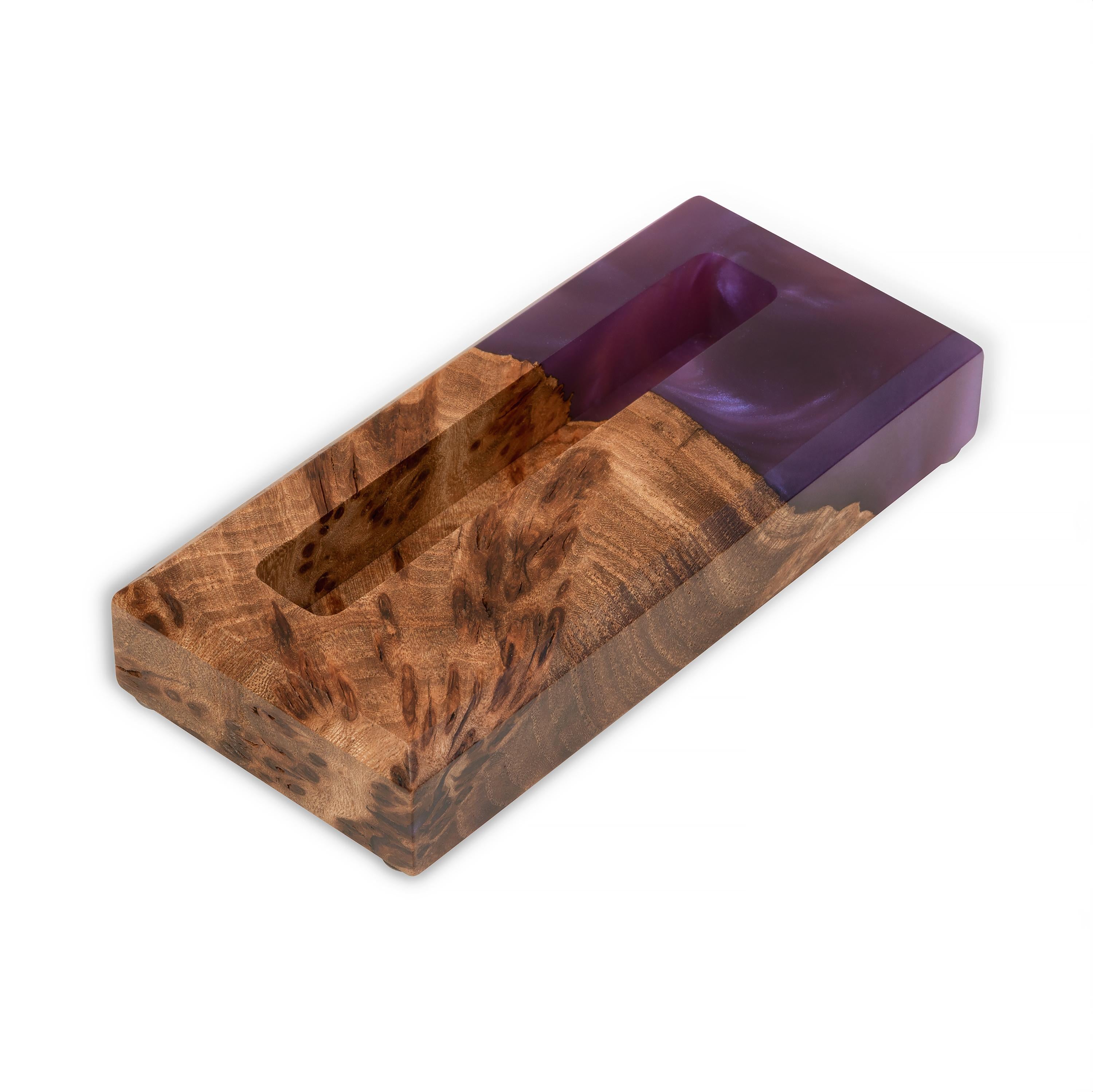 Wood & Resin Card Holder ORIGINAL – Elm Purple