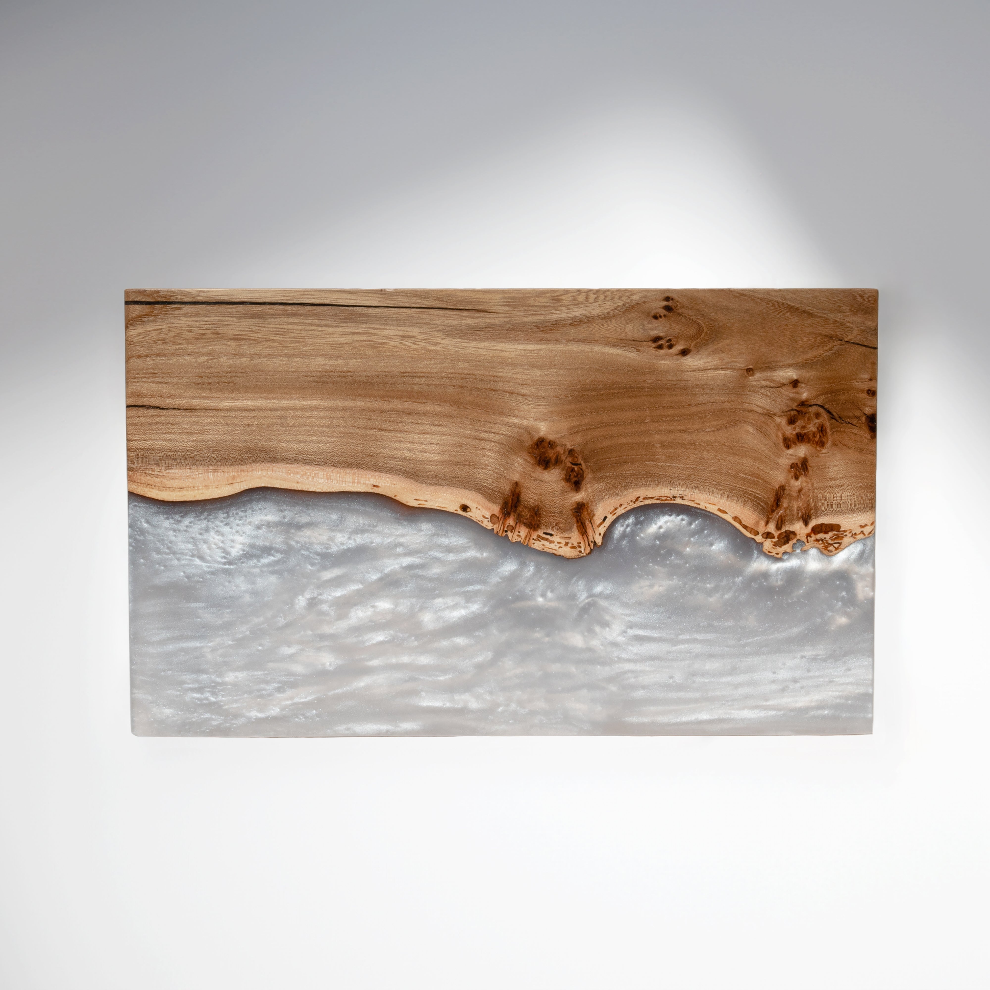 White Epoxy & Dark Wood Floating Shelf