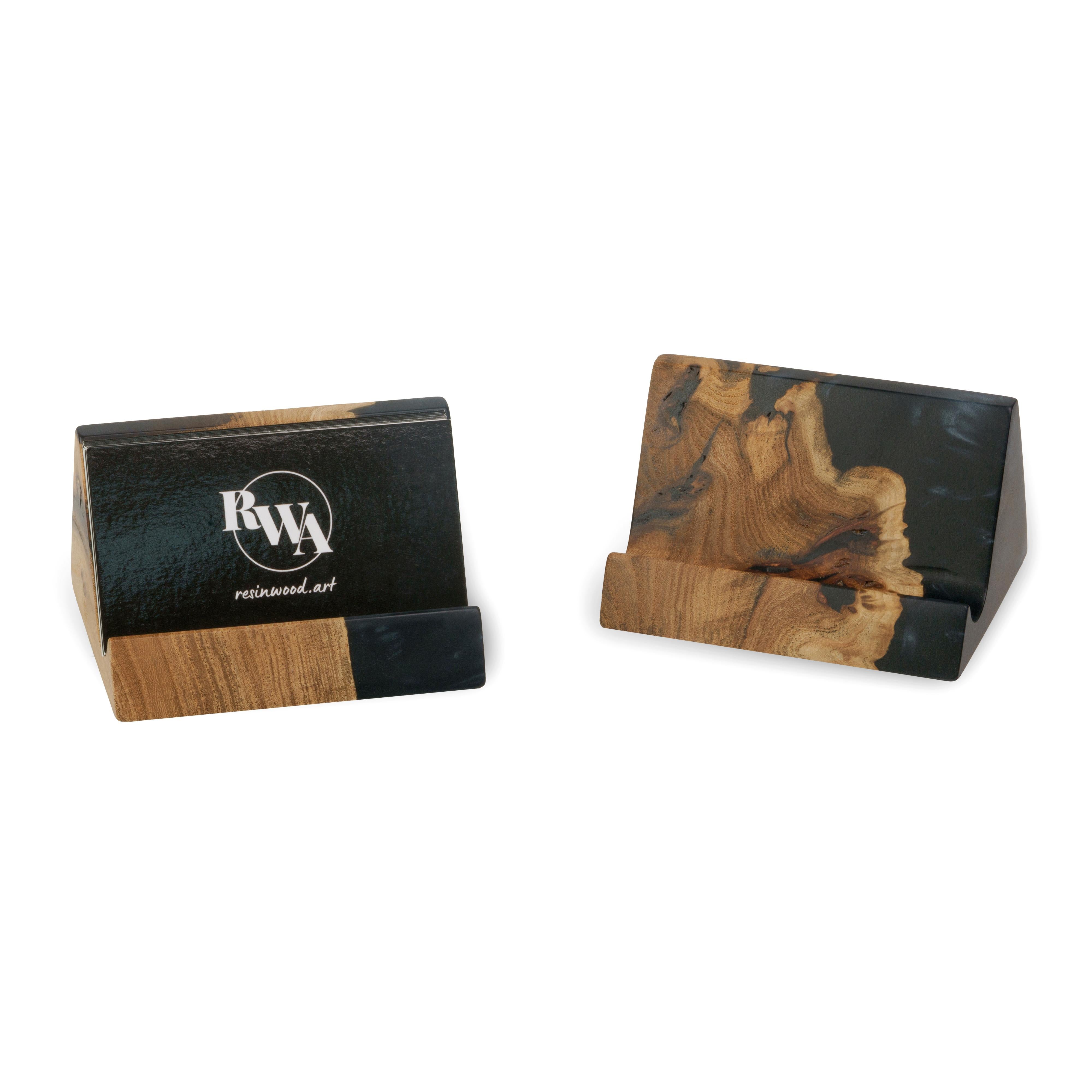 Wood & Resin Card Holder BASIC – Elm Black