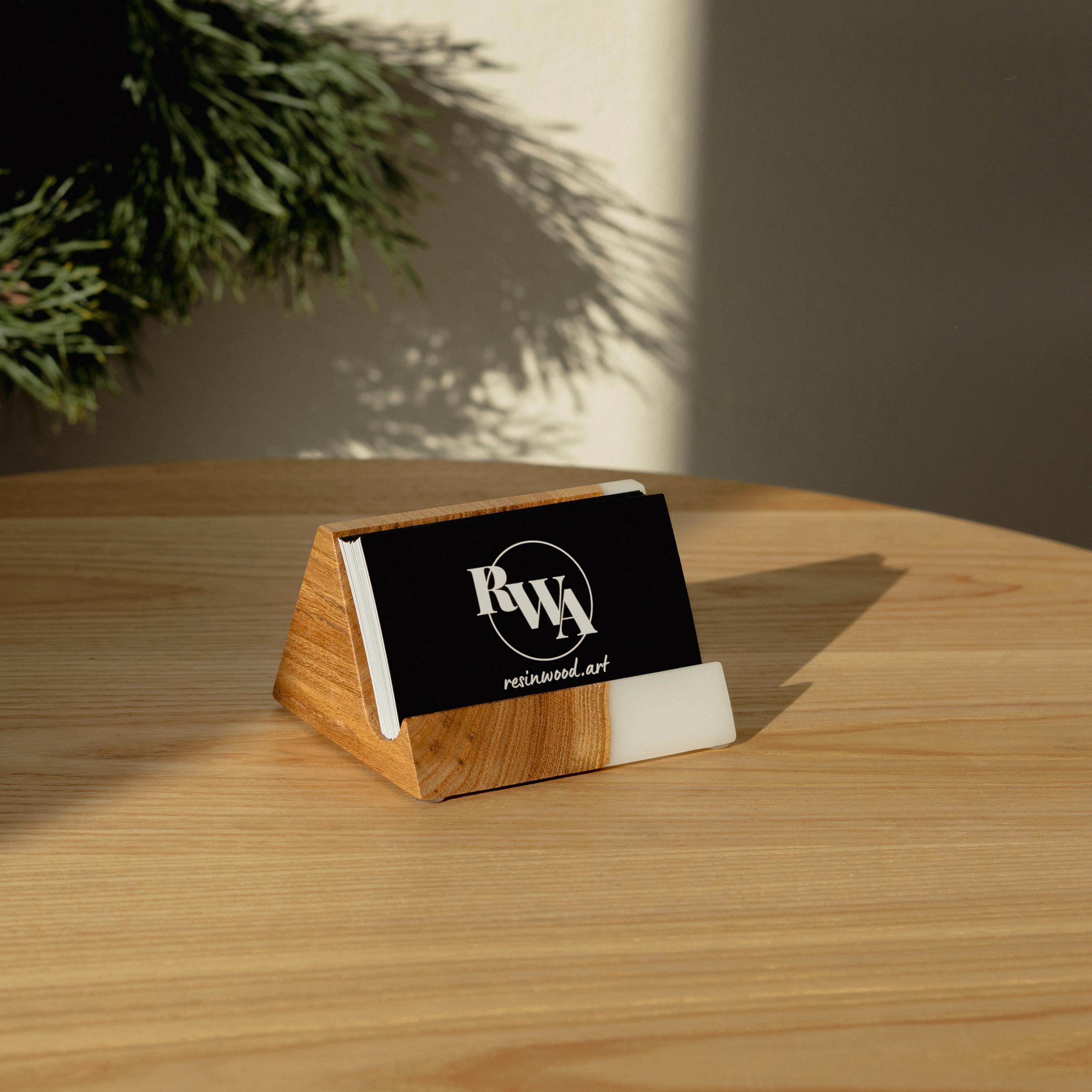 Wood & Resin Card Holder BASIC – Elm White