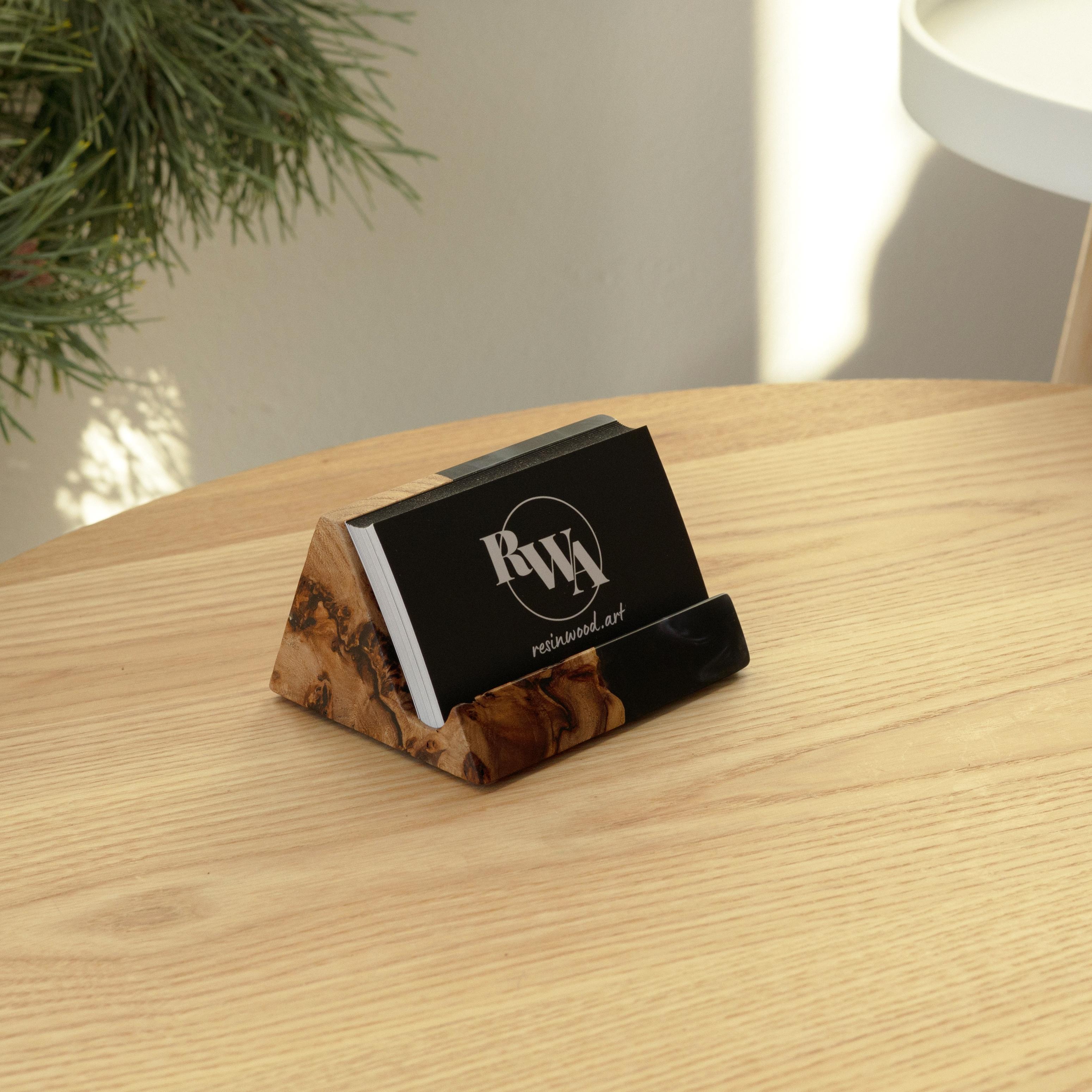 Wood & Resin Card Holder BASIC – Elm Black