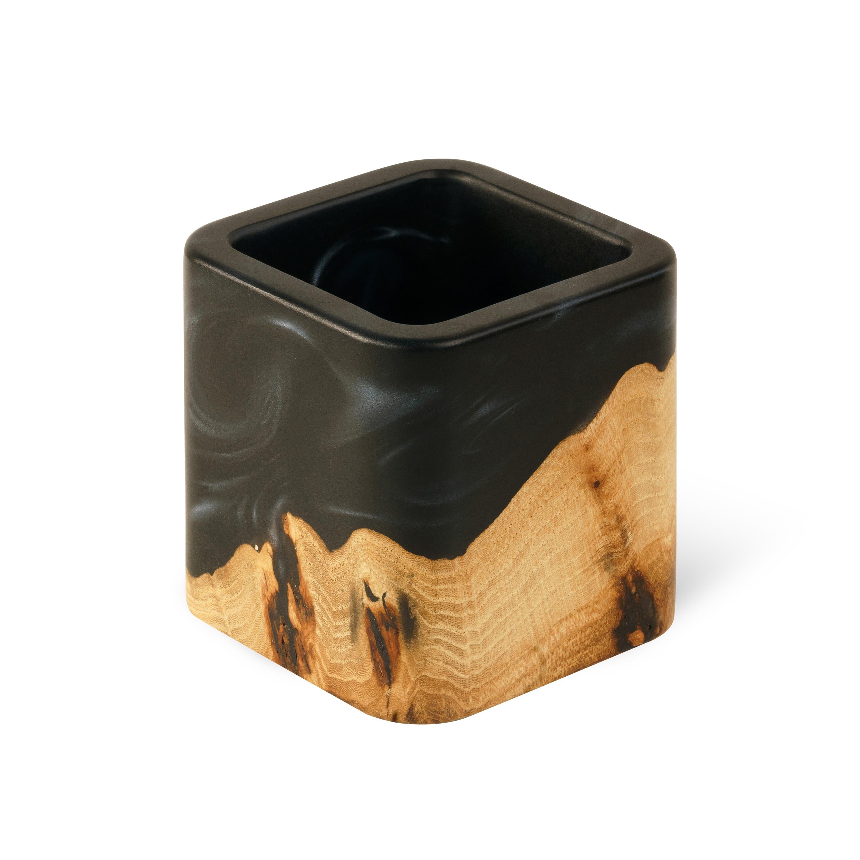 Wood & Resin Pen Holder Cup ELEMENT – Elm Black