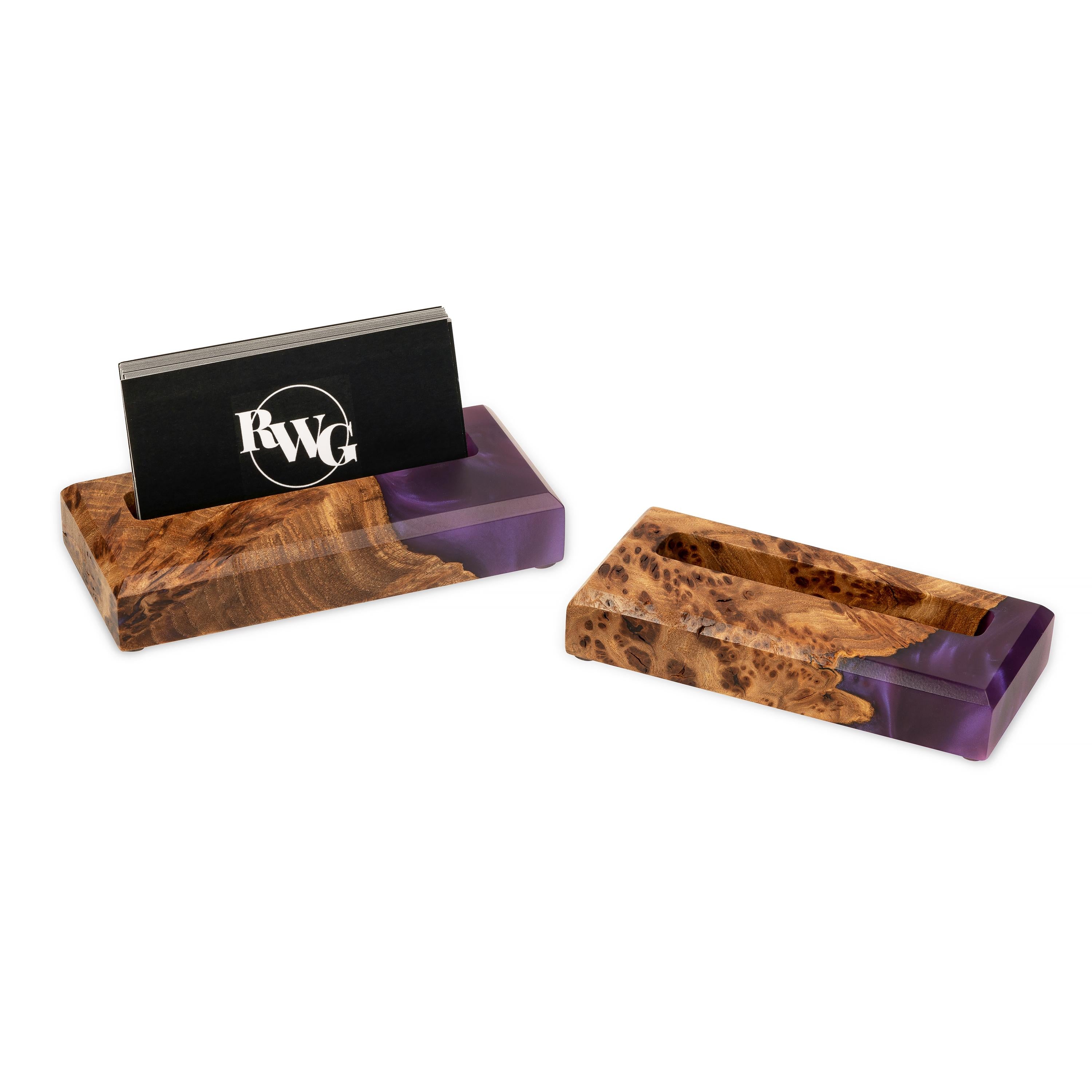 Wood & Resin Card Holder ORIGINAL – Elm Purple