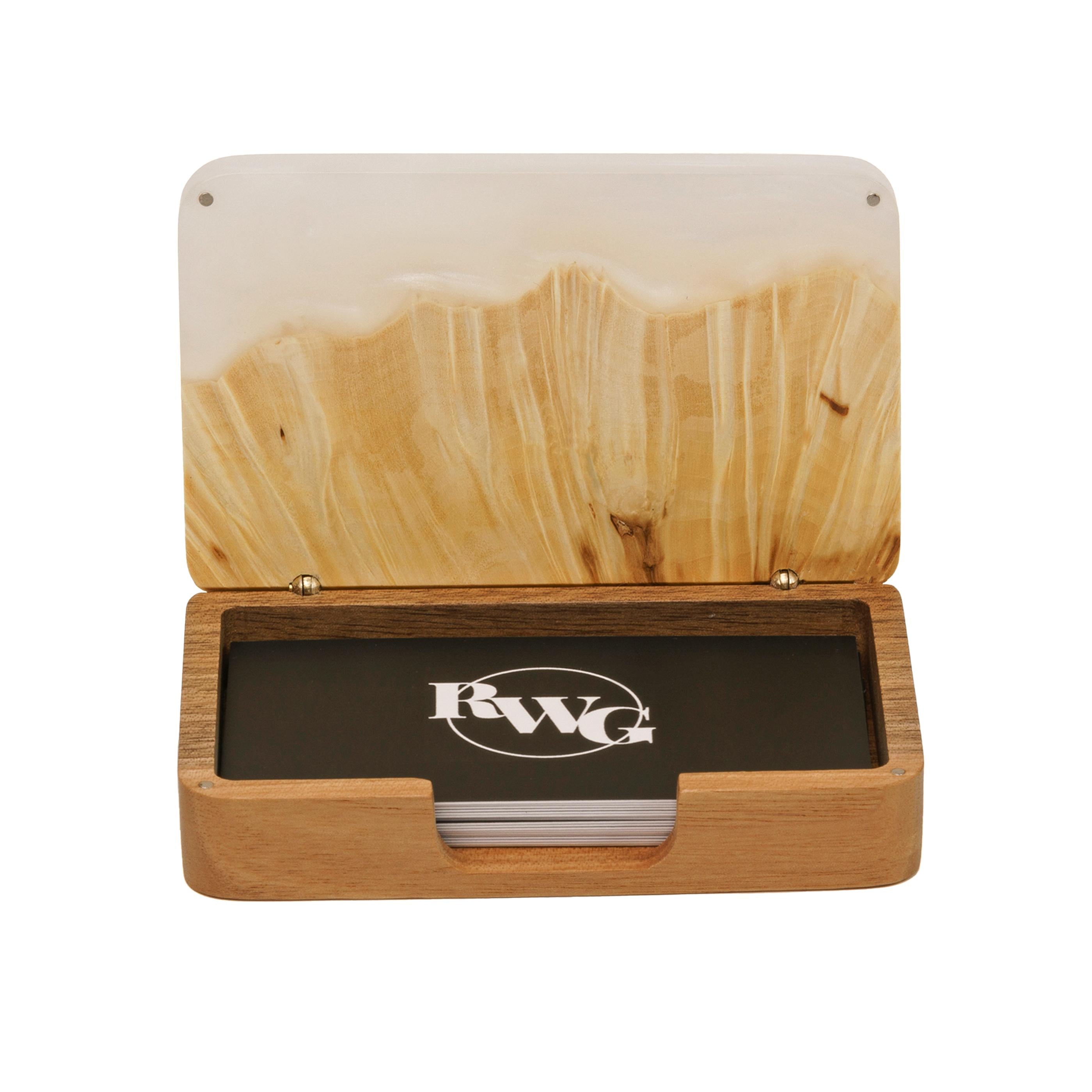 Wood & Resin Card Holder Box – Maple Platinum