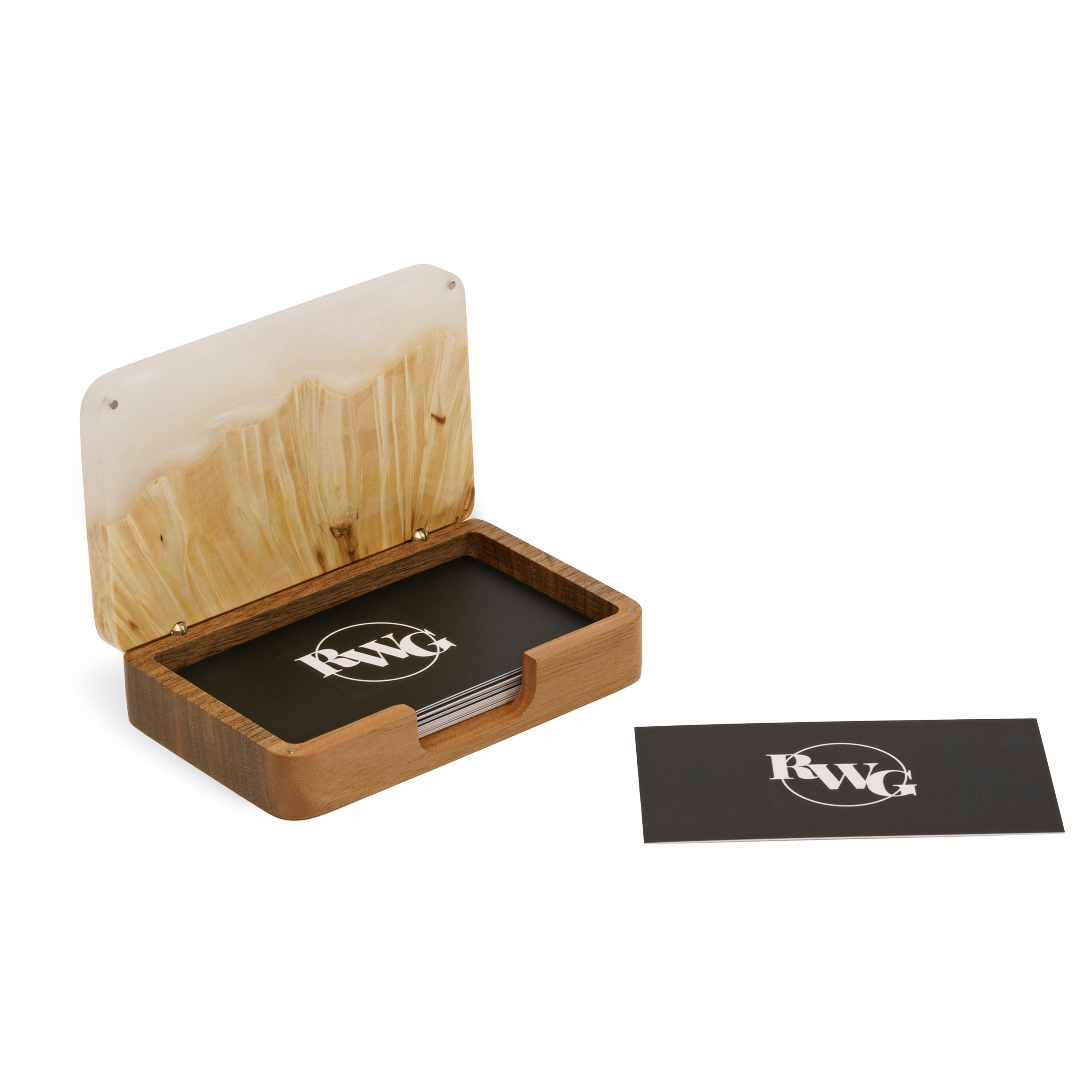 Wood & Resin Card Holder Box – Maple Platinum