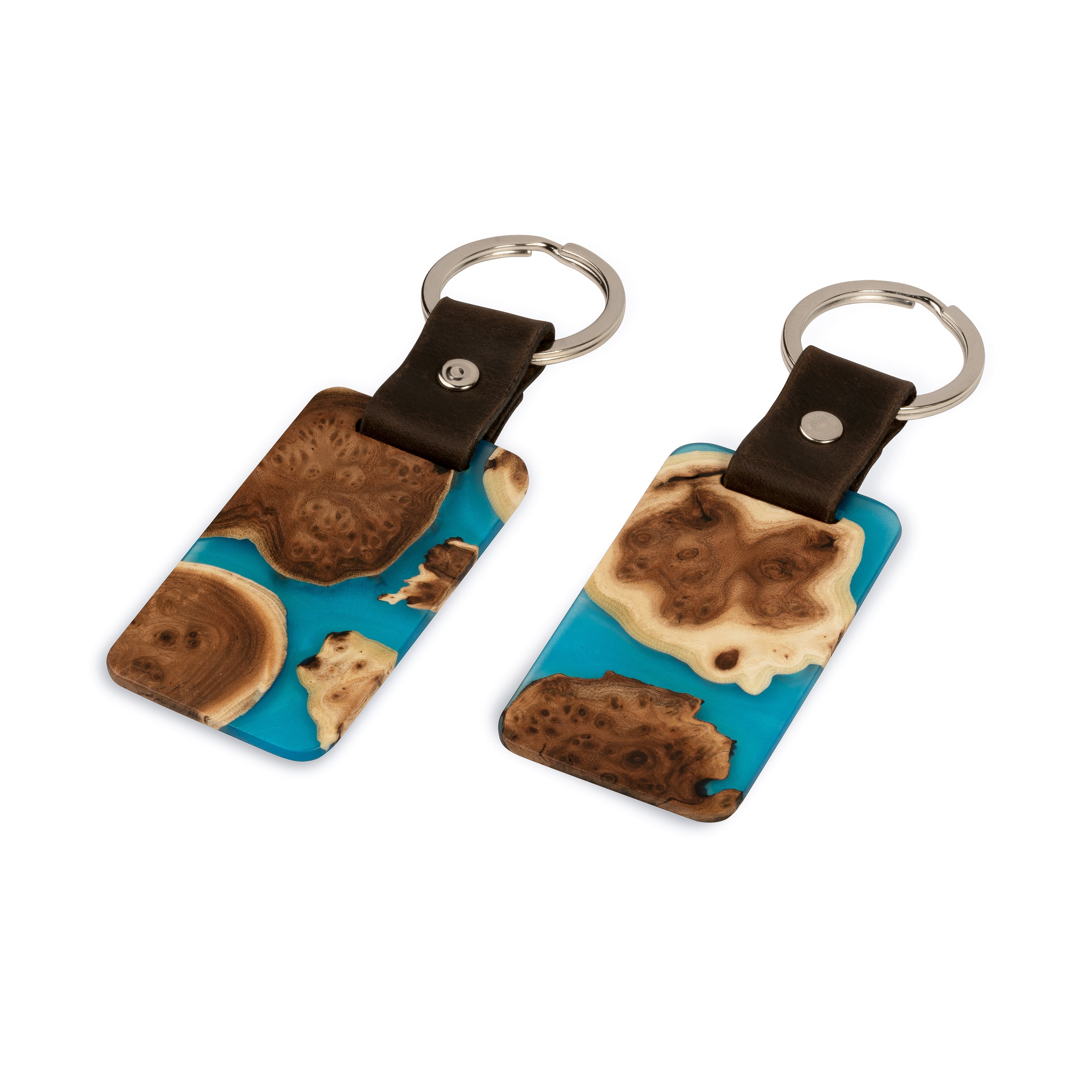 Wood & Resin Keychain – Olive Blue