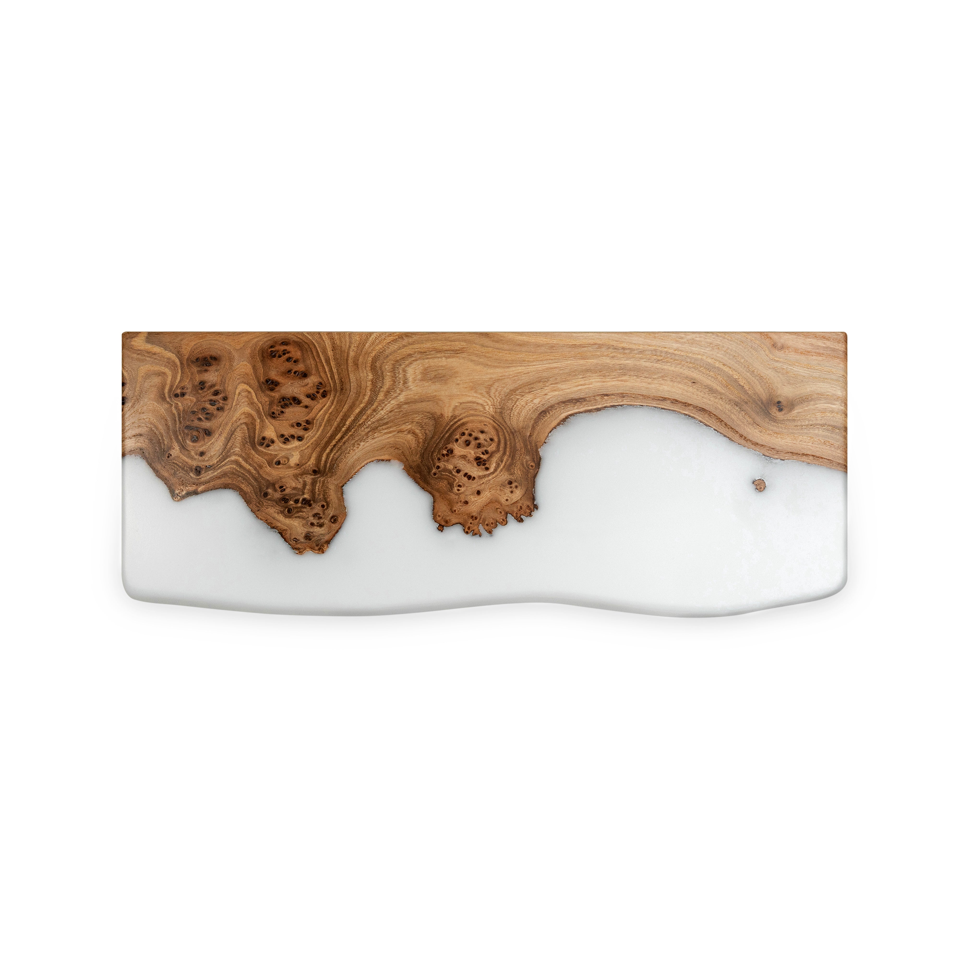 White Epoxy & Dark Wood Floating Shelf