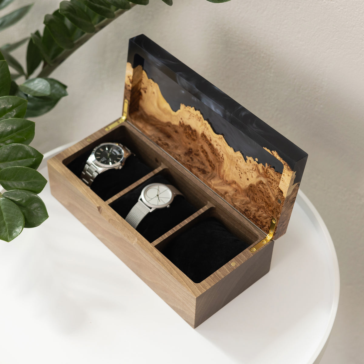 Black Epoxy & Solid Wood Watch Box - TEMPO