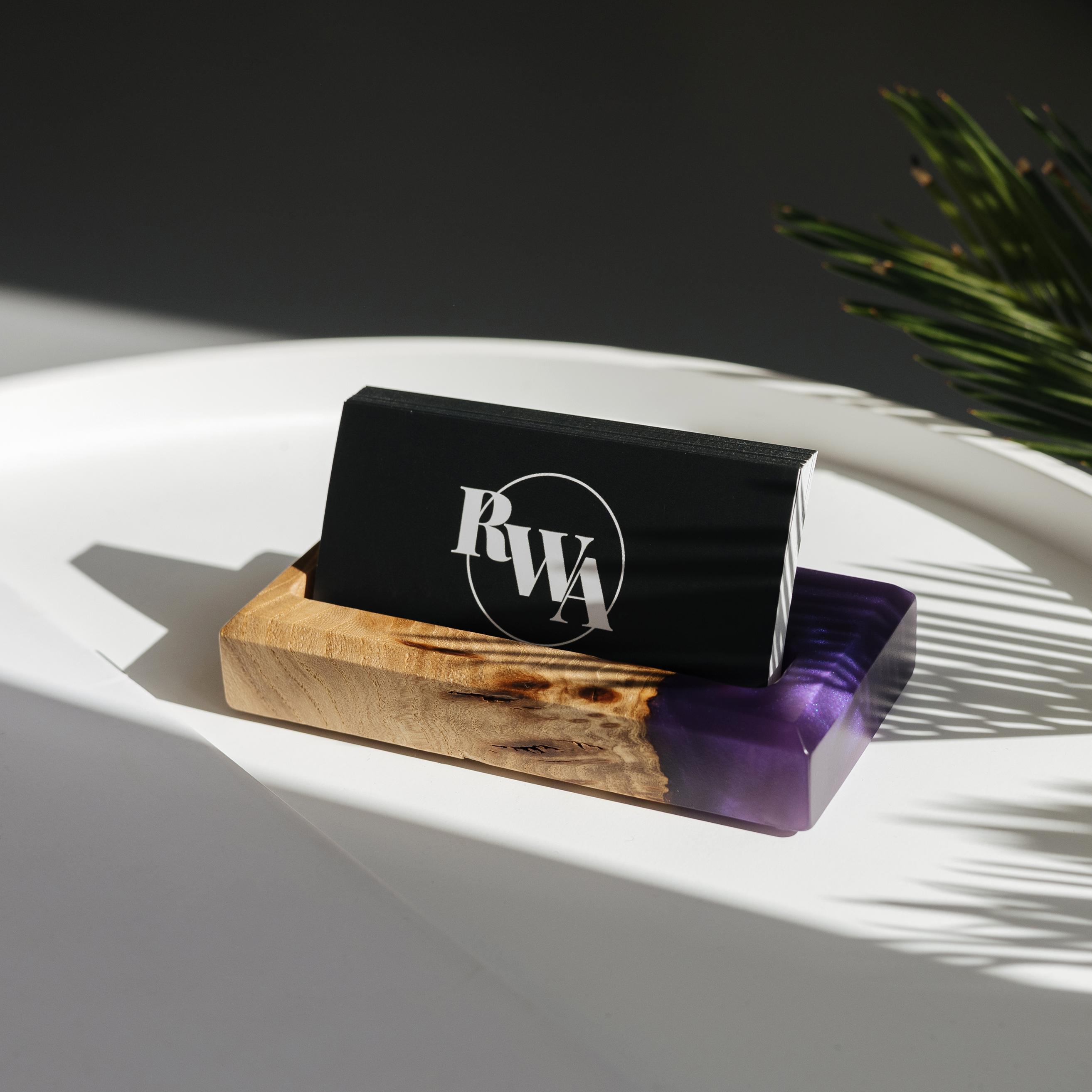 Wood & Resin Card Holder ORIGINAL – Elm Purple