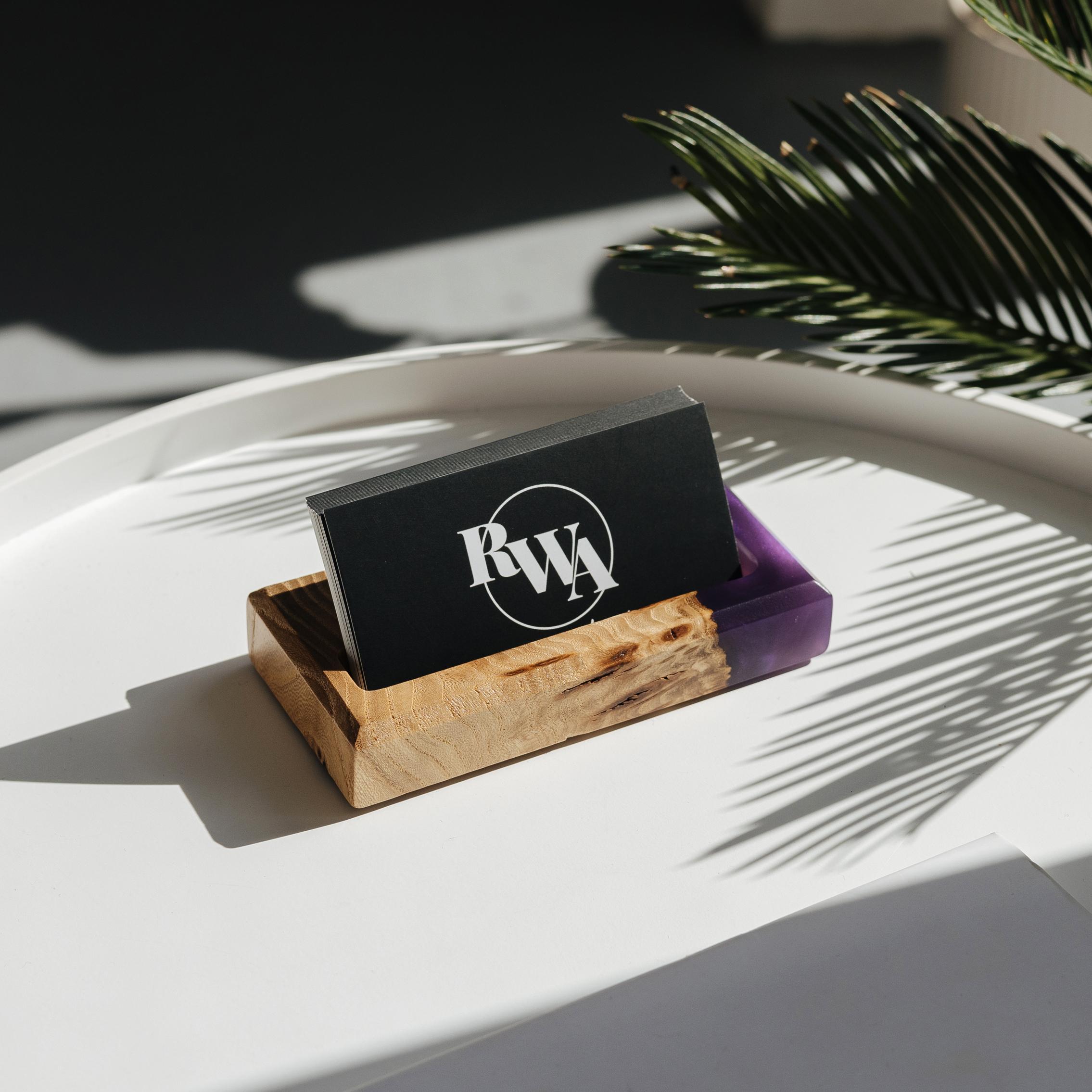 Wood & Resin Card Holder ORIGINAL – Elm Purple