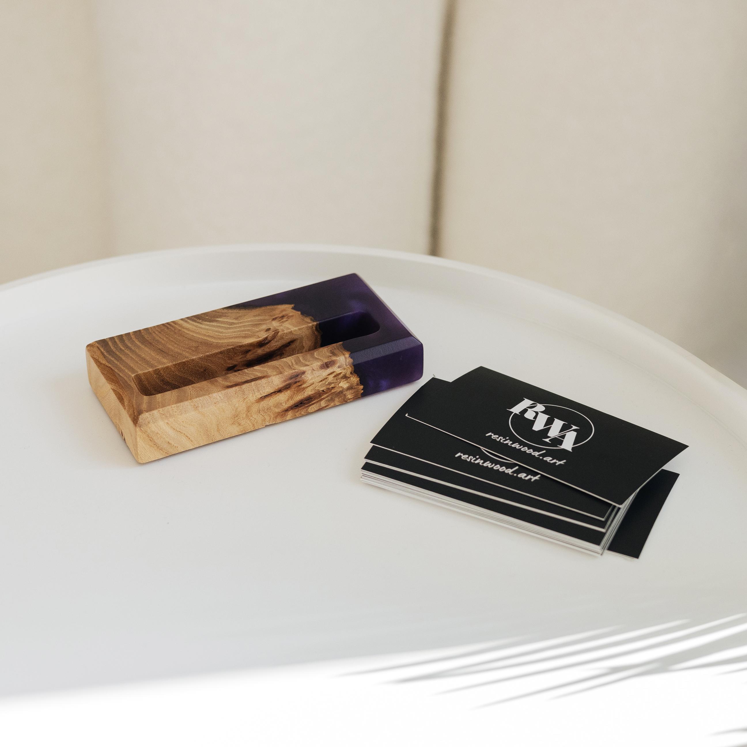 Wood & Resin Card Holder ORIGINAL – Elm Purple