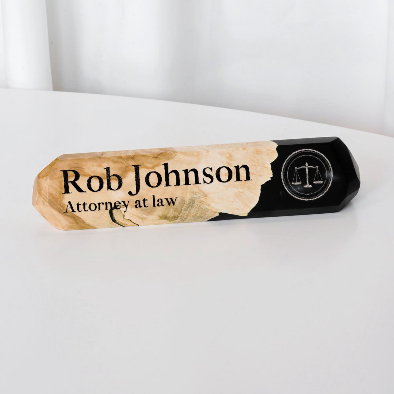Wood & Resin Name Plaque – Maple Black