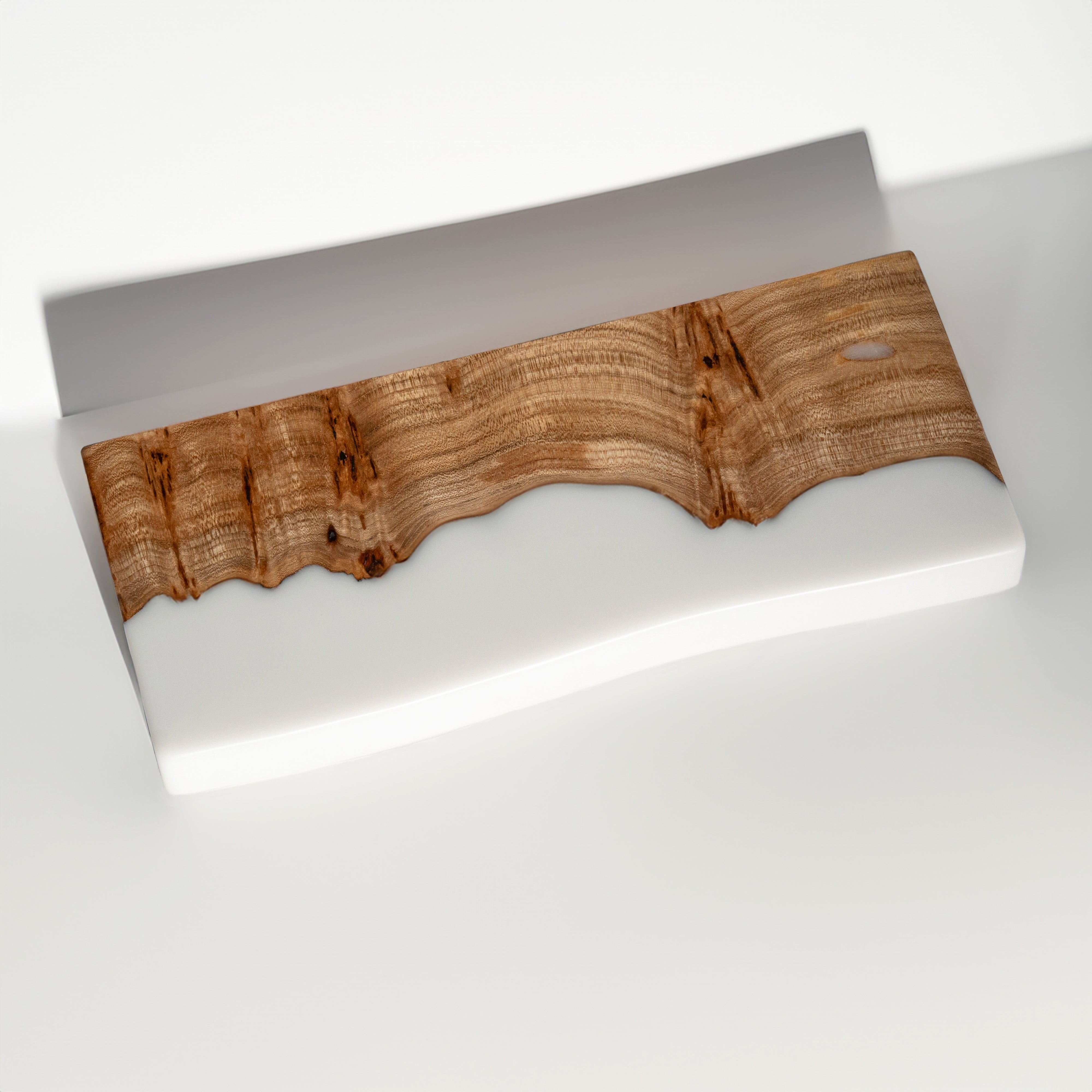 White Epoxy & Dark Wood Floating Shelf