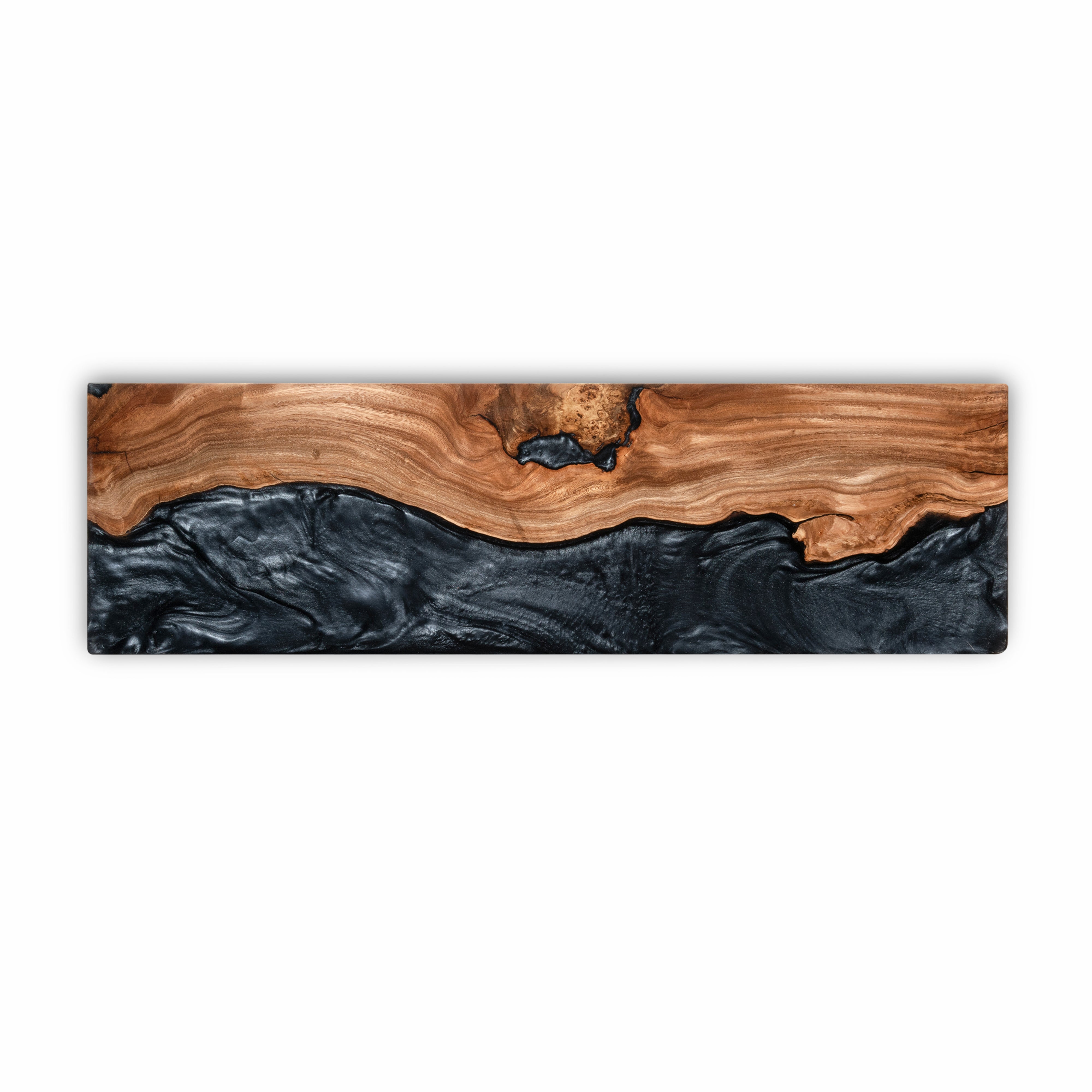 White Epoxy & Dark Wood Floating Shelf