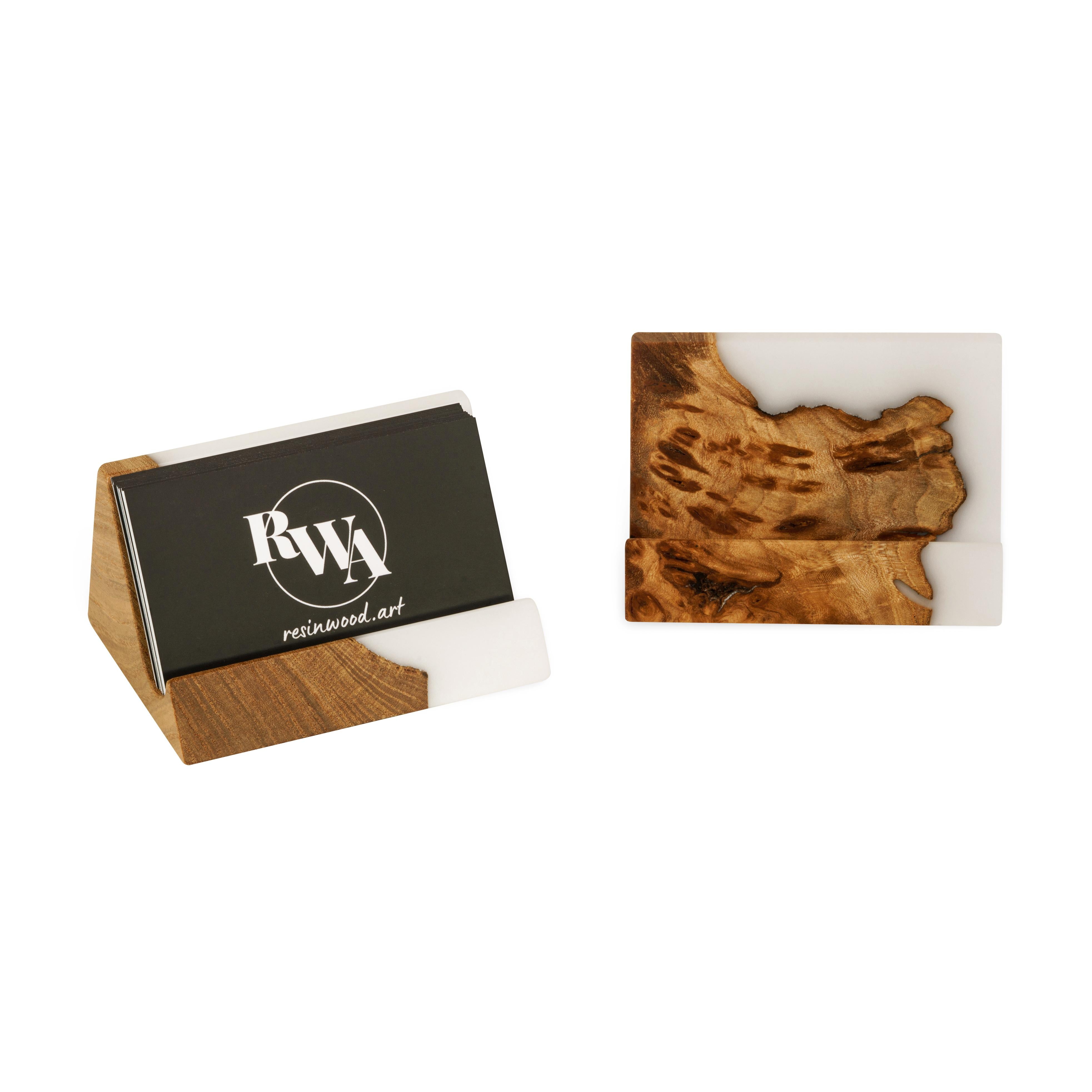 Wood & Resin Card Holder BASIC – Elm White