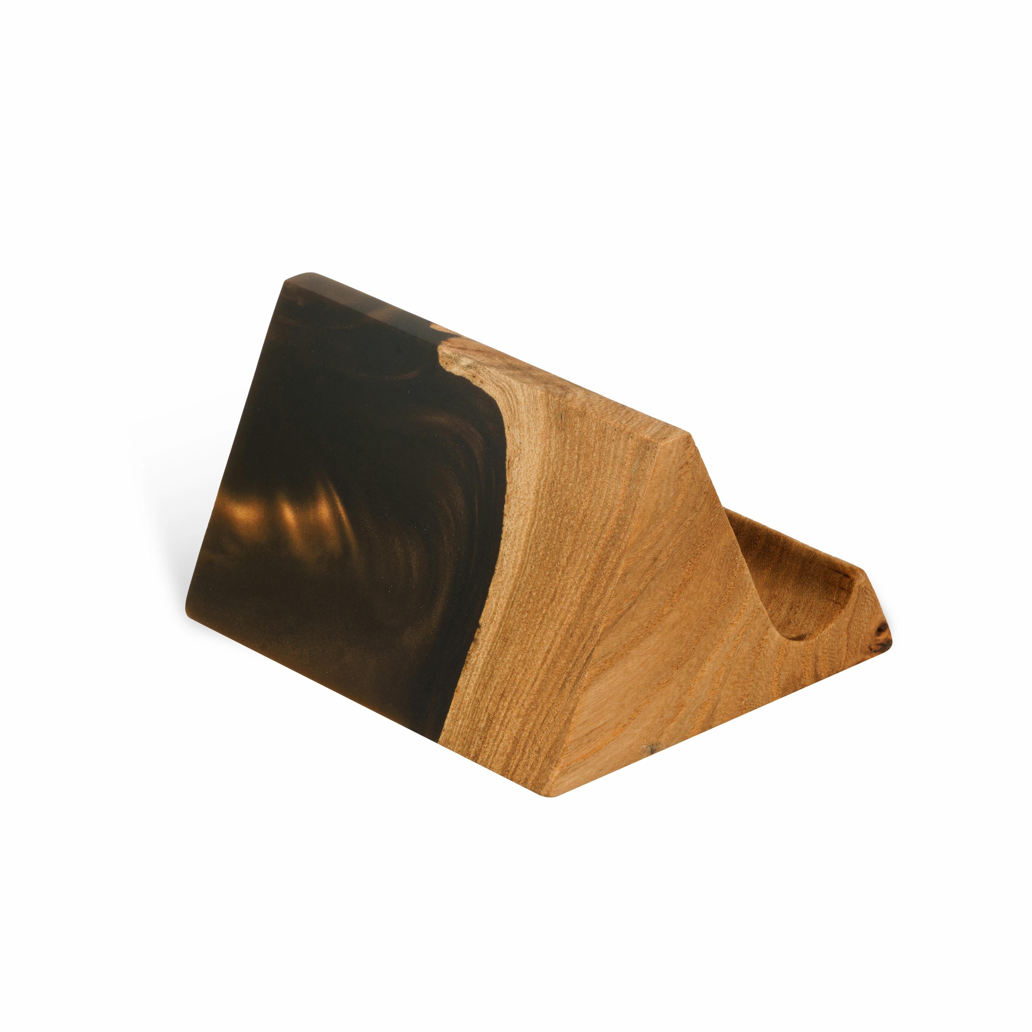 Wood & Resin Card Holder BASIC – Elm Brown