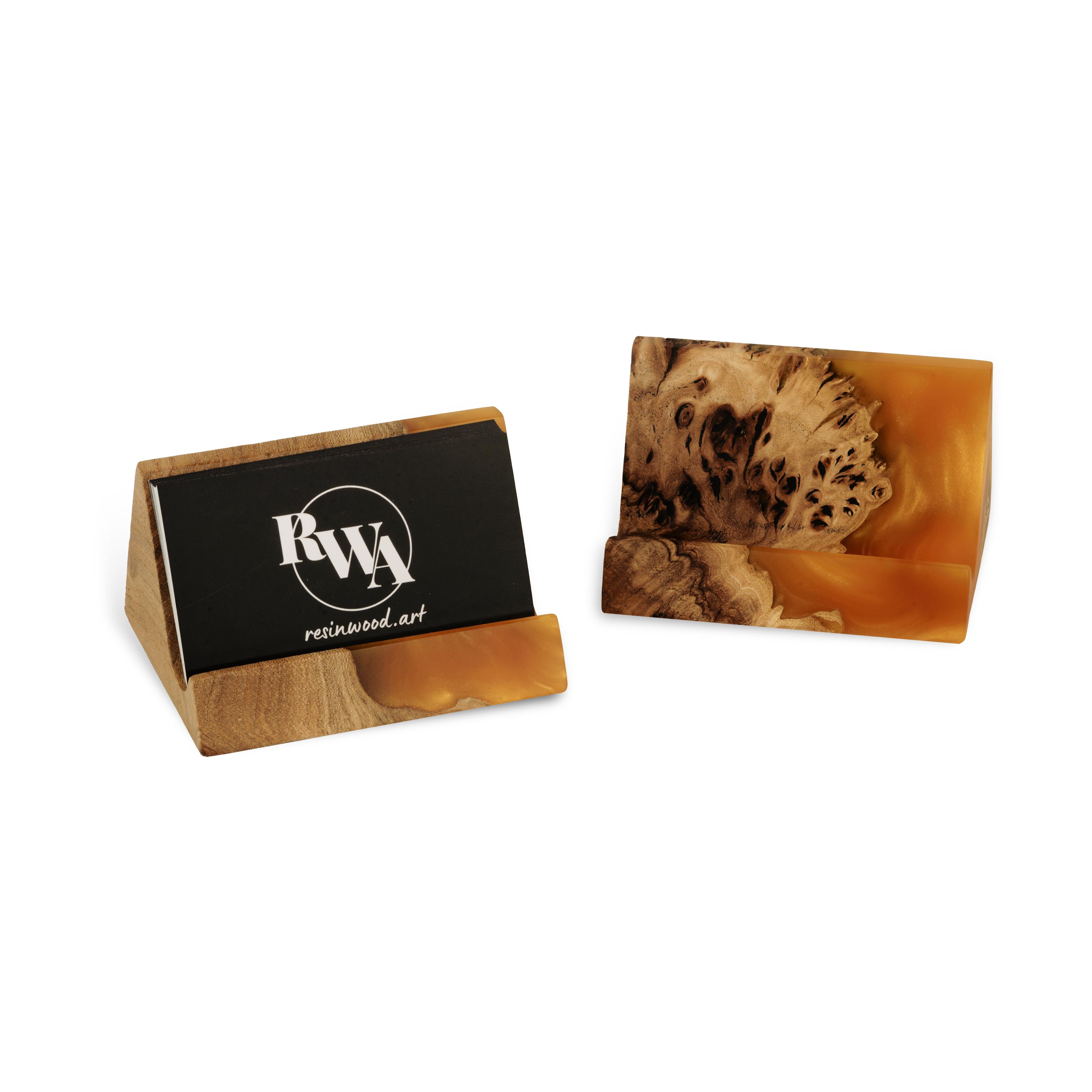 Wood & Resin Card Holder BASIC – Elm Gold