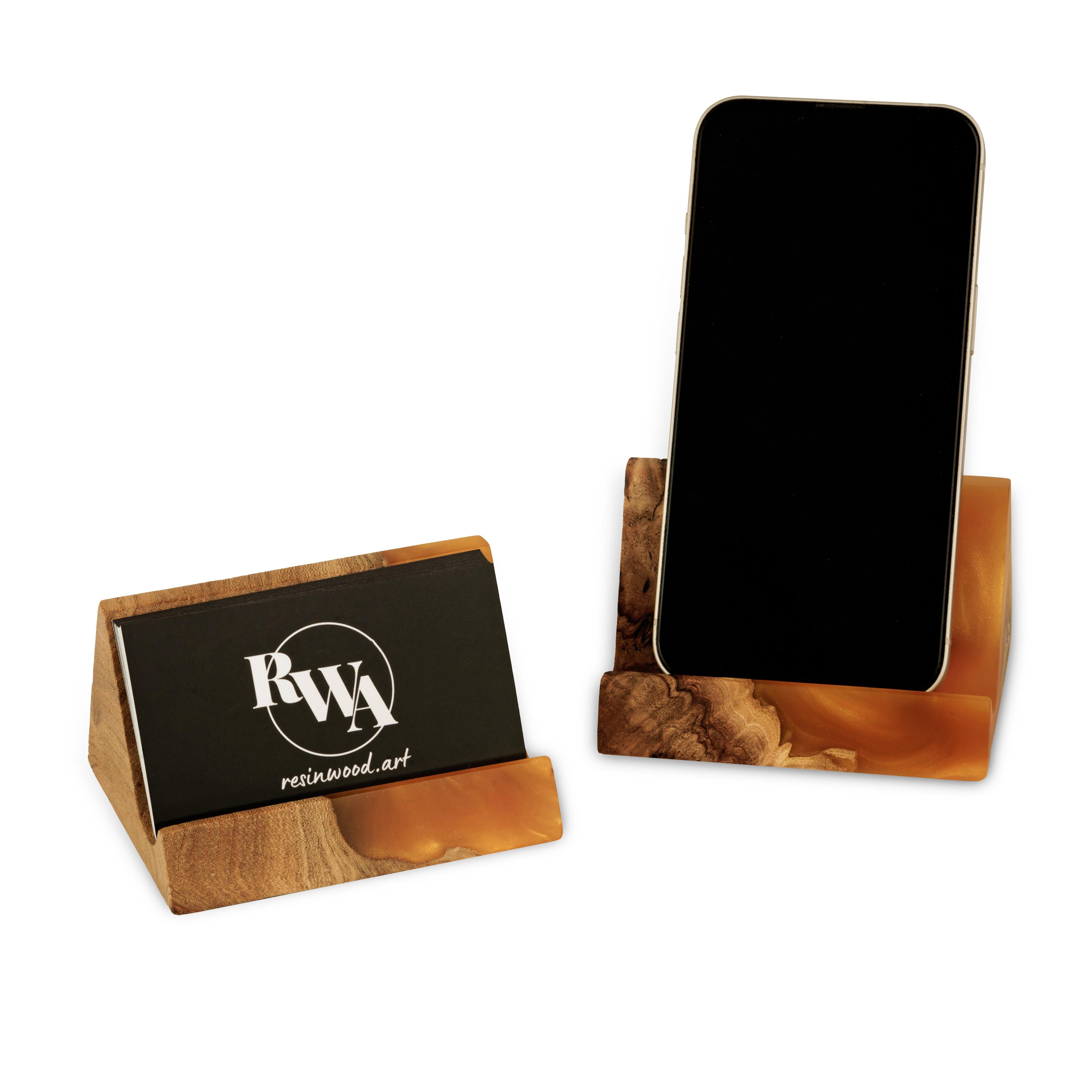 Wood & Resin Card Holder BASIC – Elm Gold