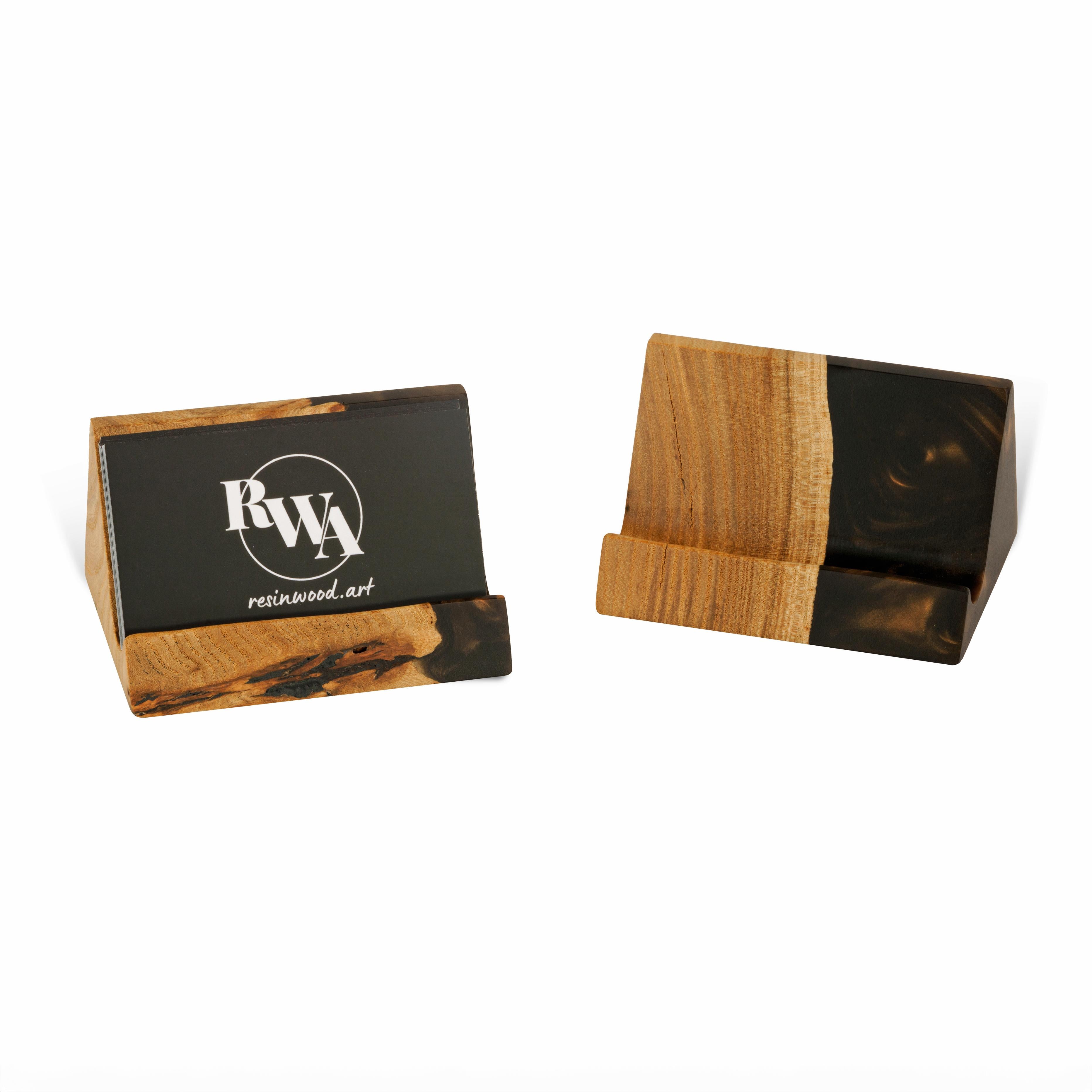 Wood & Resin Card Holder BASIC – Elm Brown