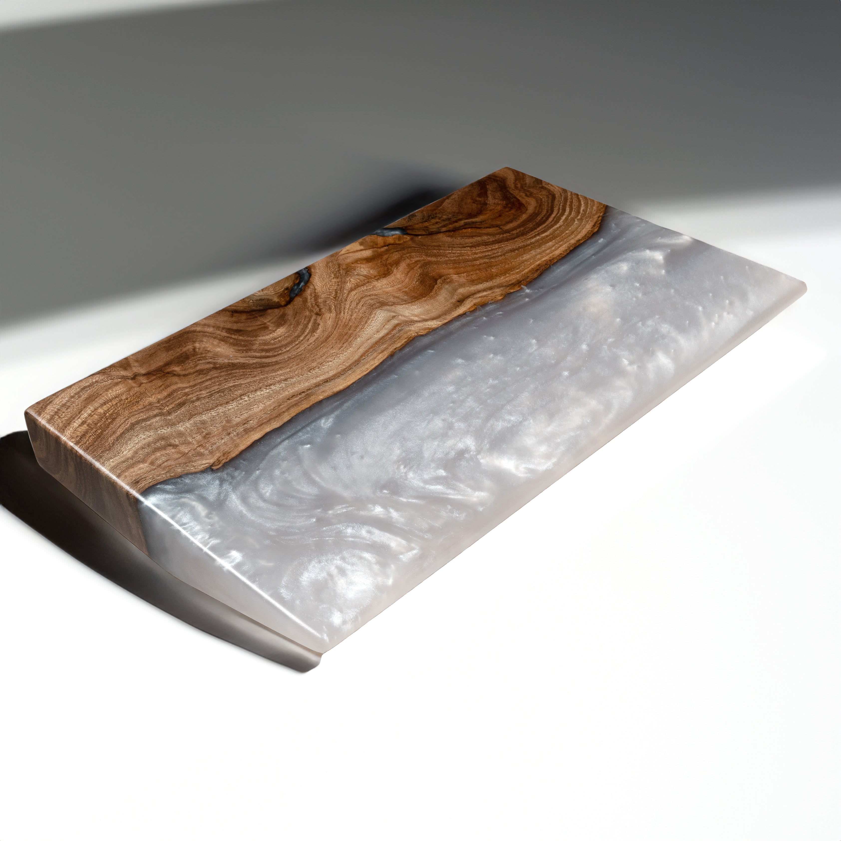 White Epoxy & Dark Wood Floating Shelf