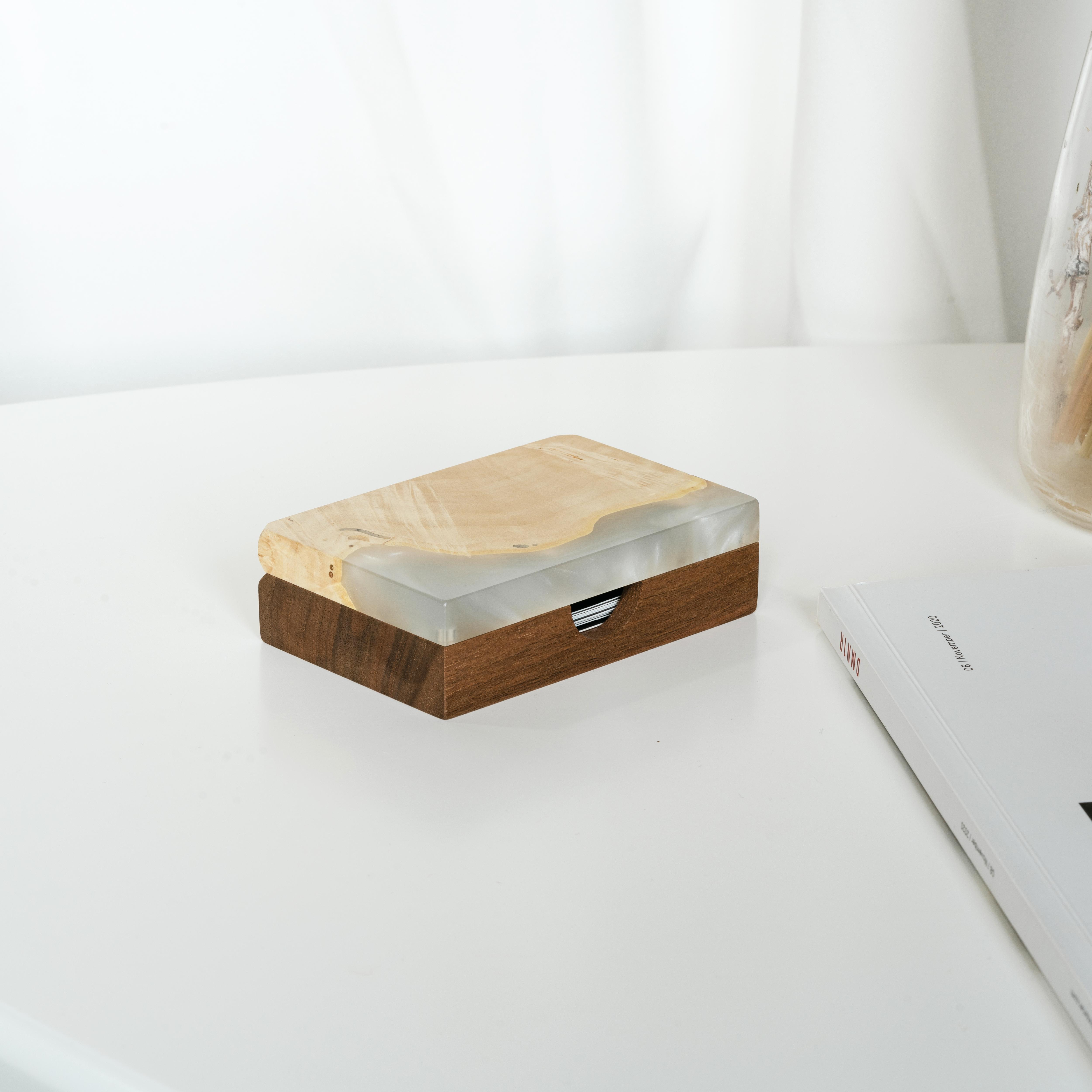 Wood & Resin Card Holder Box – Maple Platinum