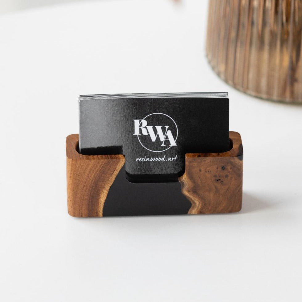 Wood & Resin Card Holder SMART – Elm Black